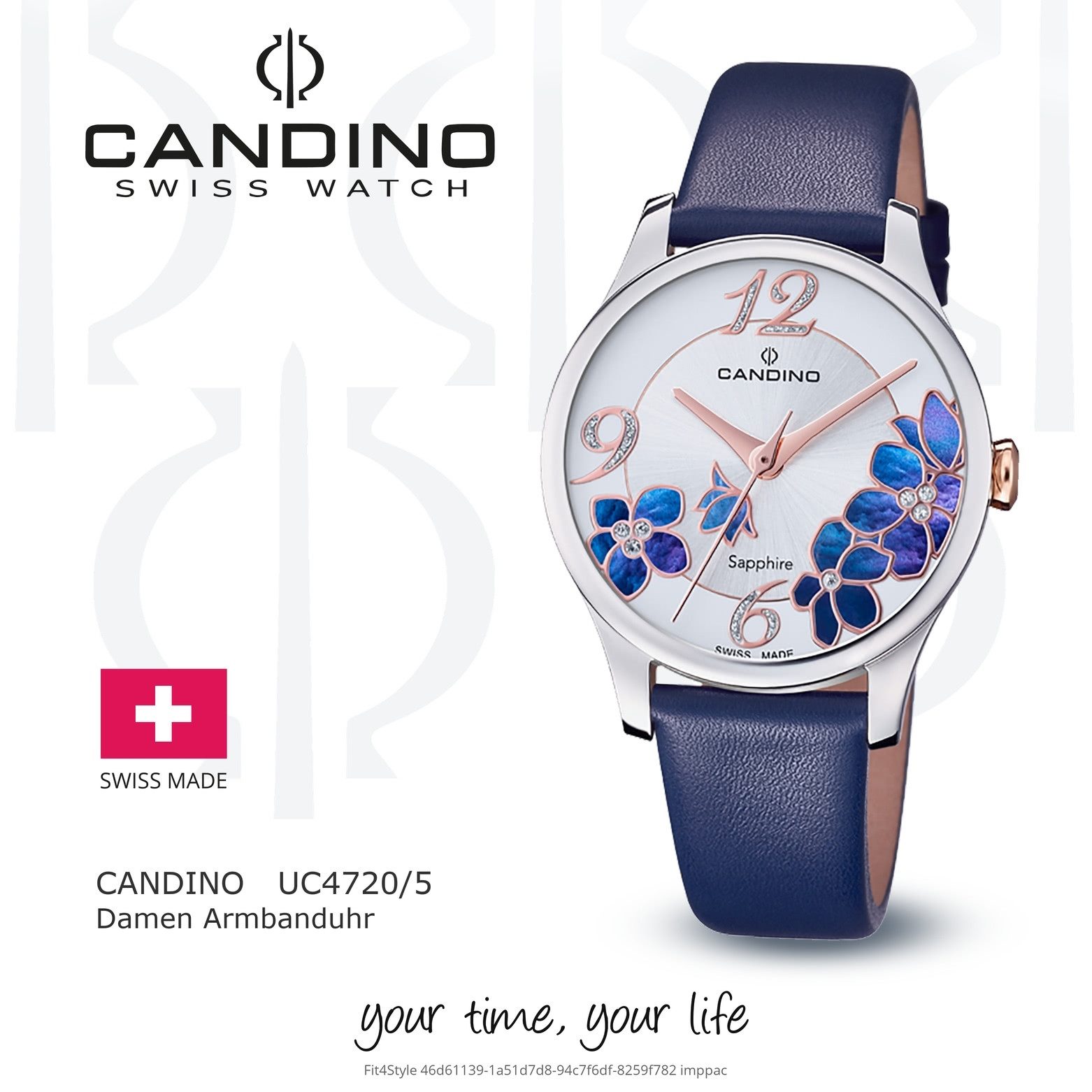 Candino Quarzuhr Candino Damen Armbanduhr Elegance, (Analoguhr), Damen Armbanduhr rund, Lederarmband dunkelblau, Fashion