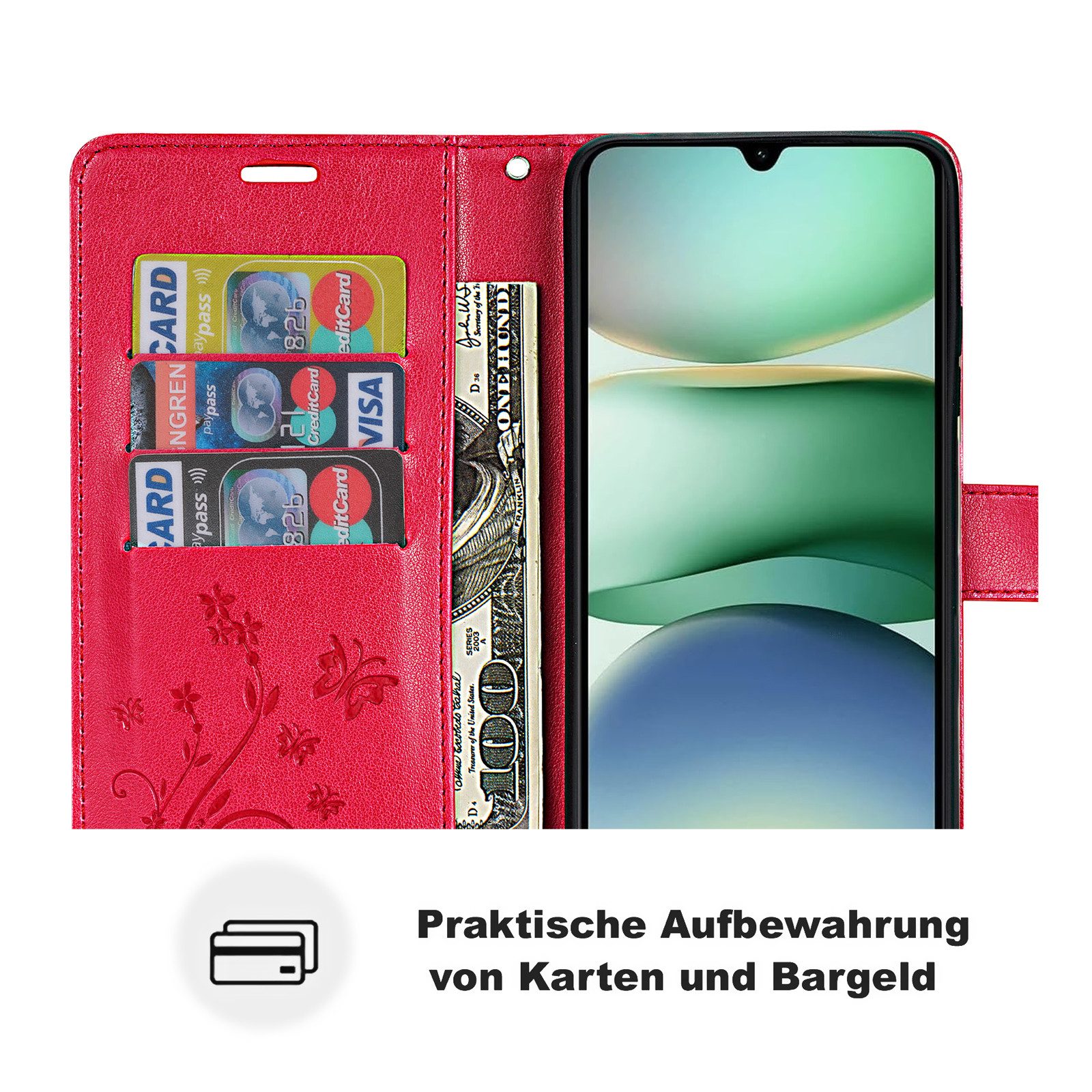 betterfon Handyhülle Handytasche für Xiaomi Redmi A5 Handyhülle Klapphülle, Bookstyle-Hülle: Magnetverschluss 3 Kartenfächer & Standfunktion – Bild 4 von 5