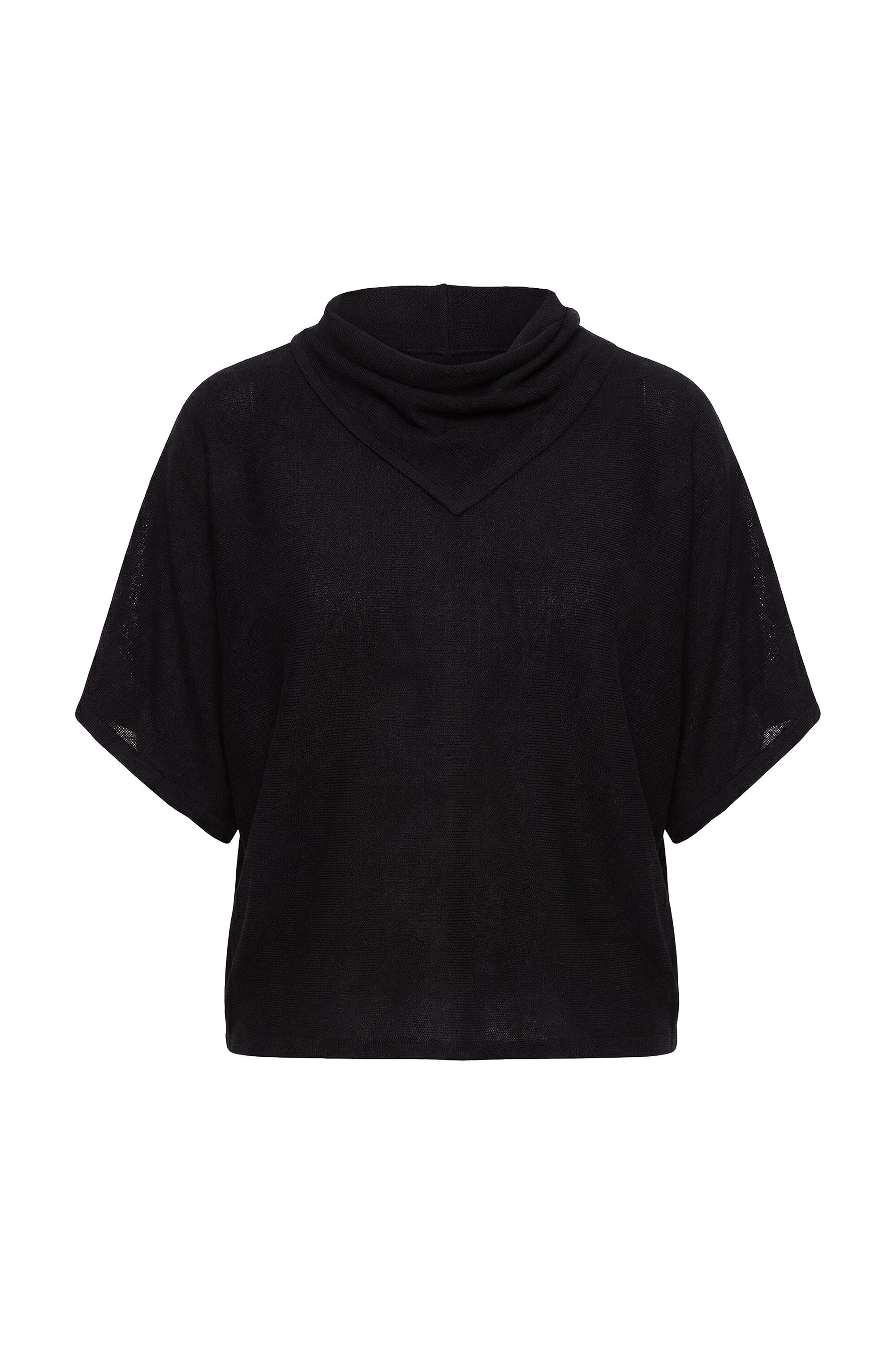 Ulla Popken Strickpullover Pullover Querstrick Oversized Stehkragen Halbarm