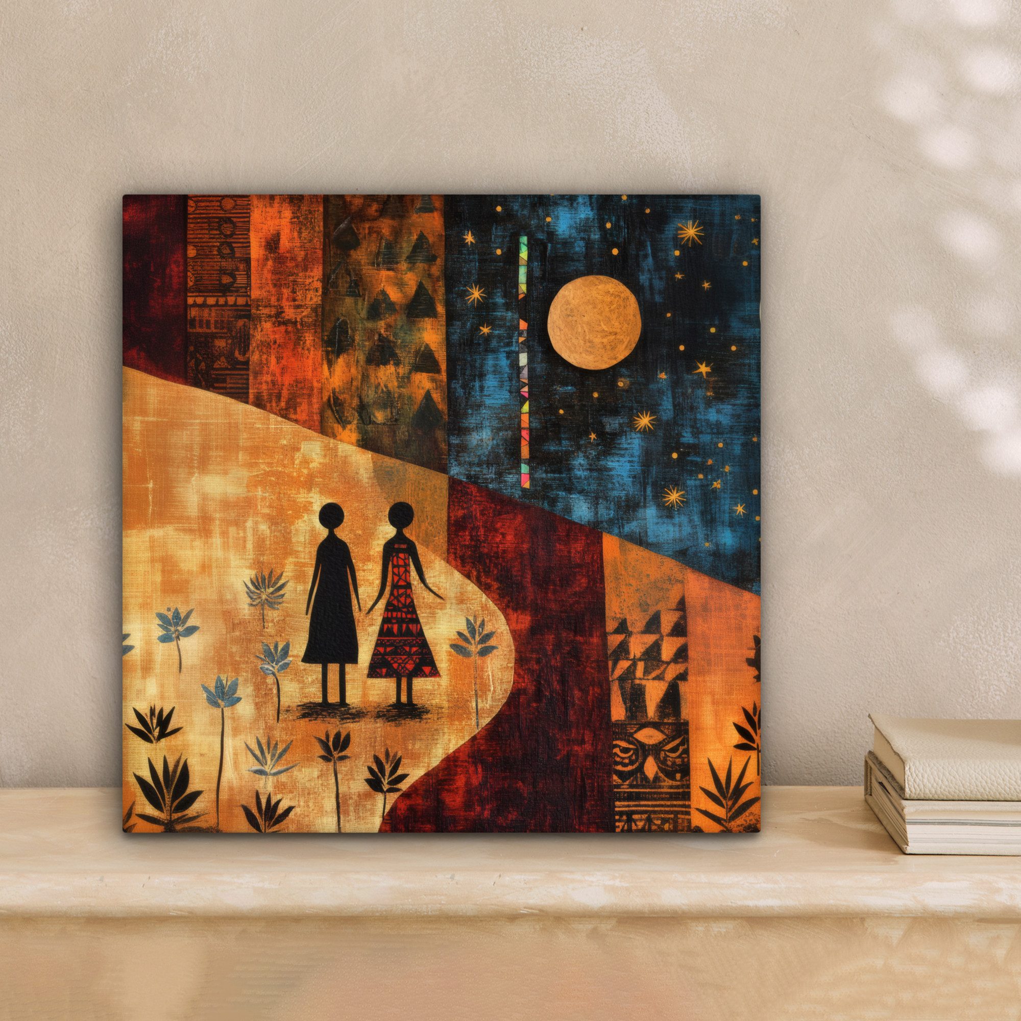OneMillionCanvasses® Leinwandbild Scherenschnitte - Abstrakt - Sonne - Mond günstig online kaufen