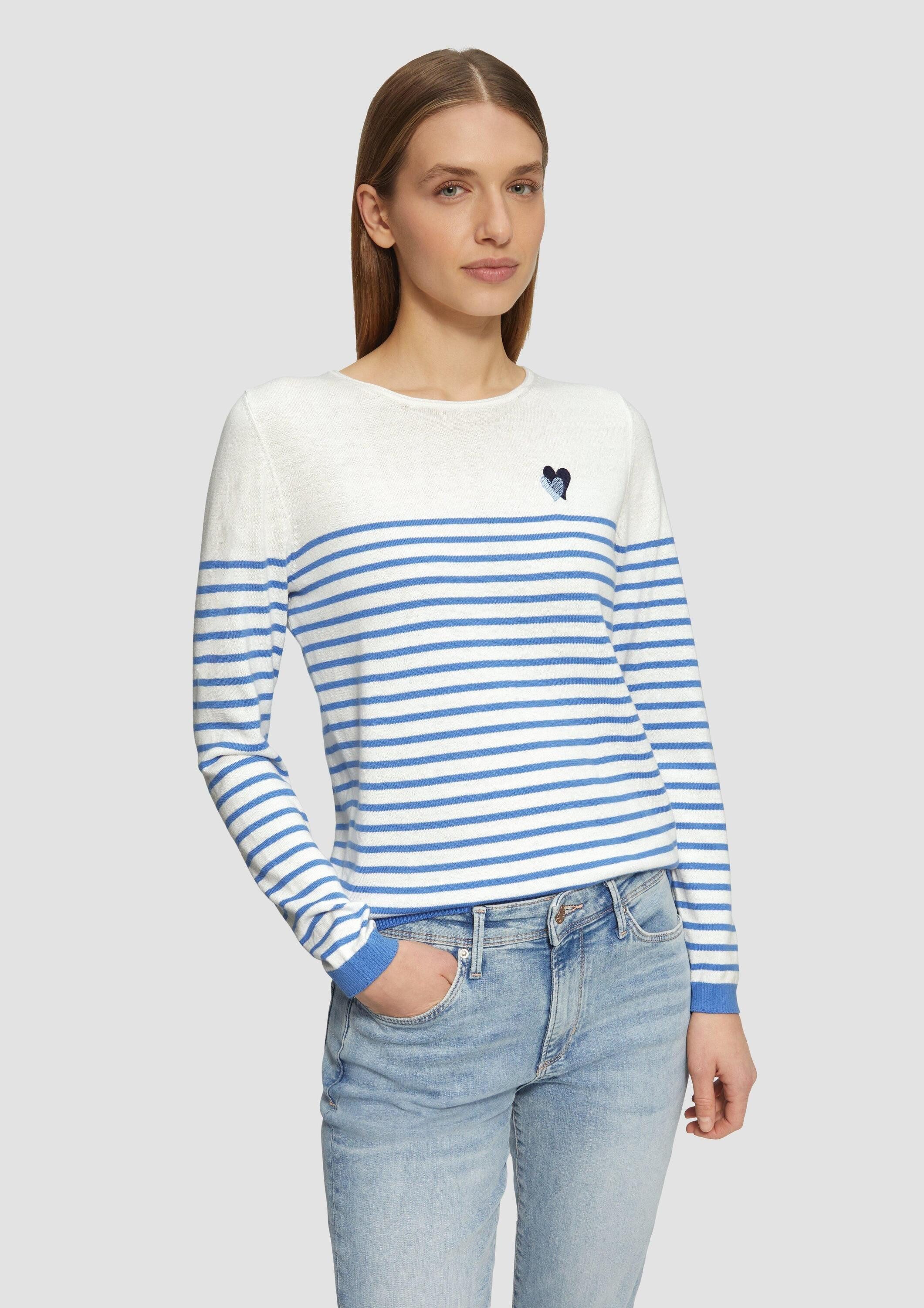 s.Oliver Longpullover Strickpullover Strickpullover mit Herz-Stickerei günstig online kaufen