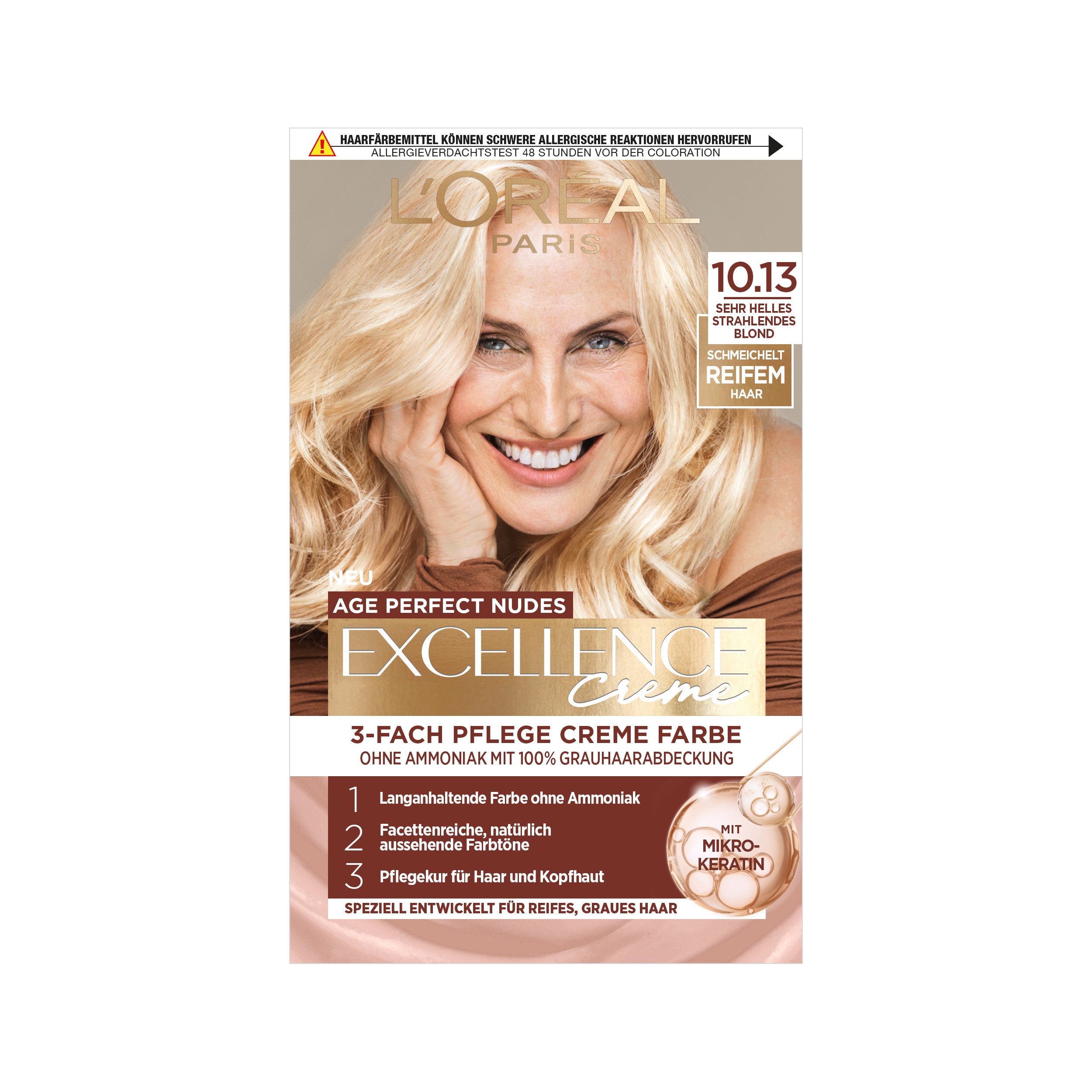 L'ORÉAL PARIS Coloration EXCELL AP NUDES 9.31 GOLD BLD GER, für graues Haar, mit hydrolysiertem Weizenprotein, große Menge 192 ml