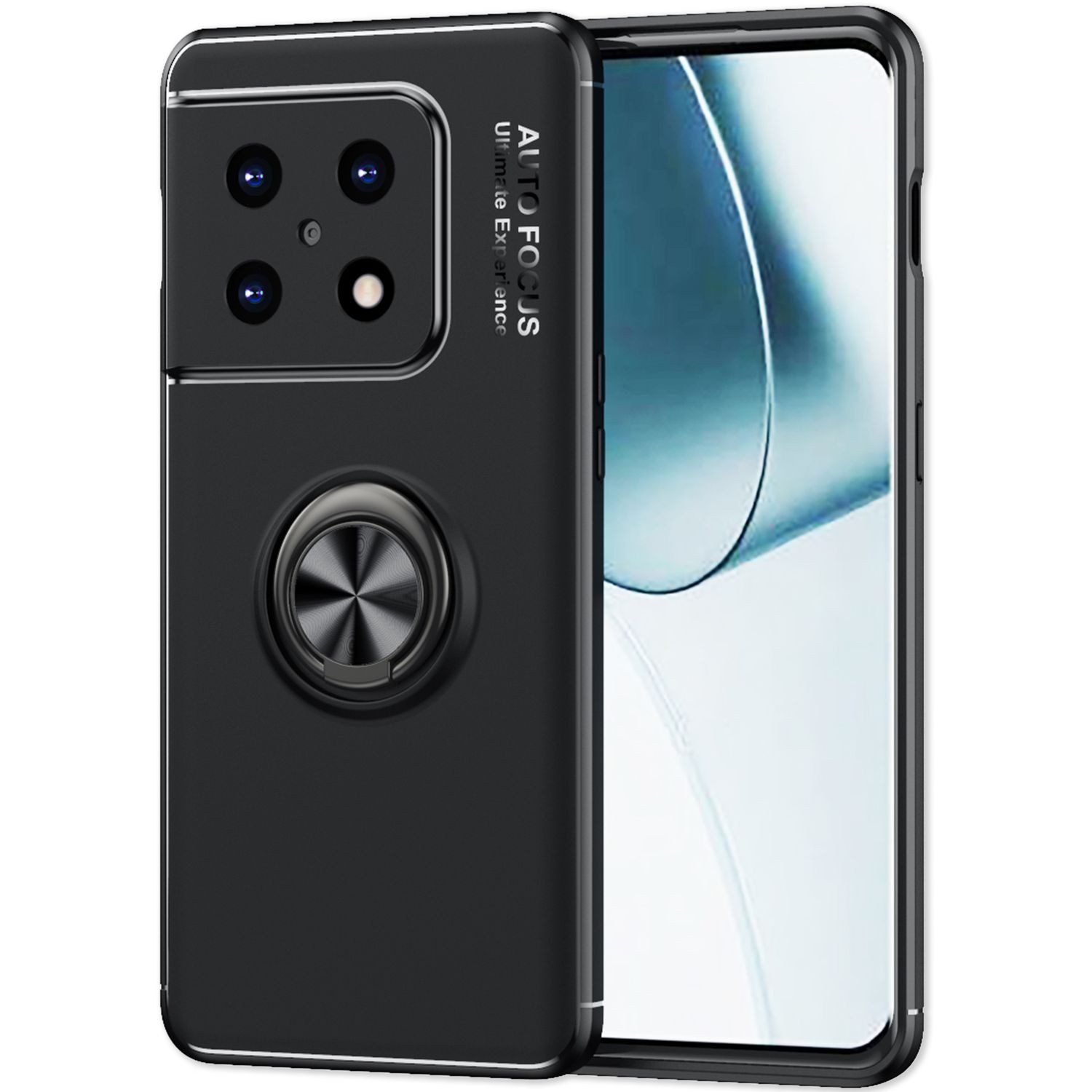Nalia Smartphone-Hülle OnePlus 10 Pro 17 cm (6,7 Zoll), Matte Ring Silikon Hülle / 360 Grad Ring / Standfunktion / Rutschfest