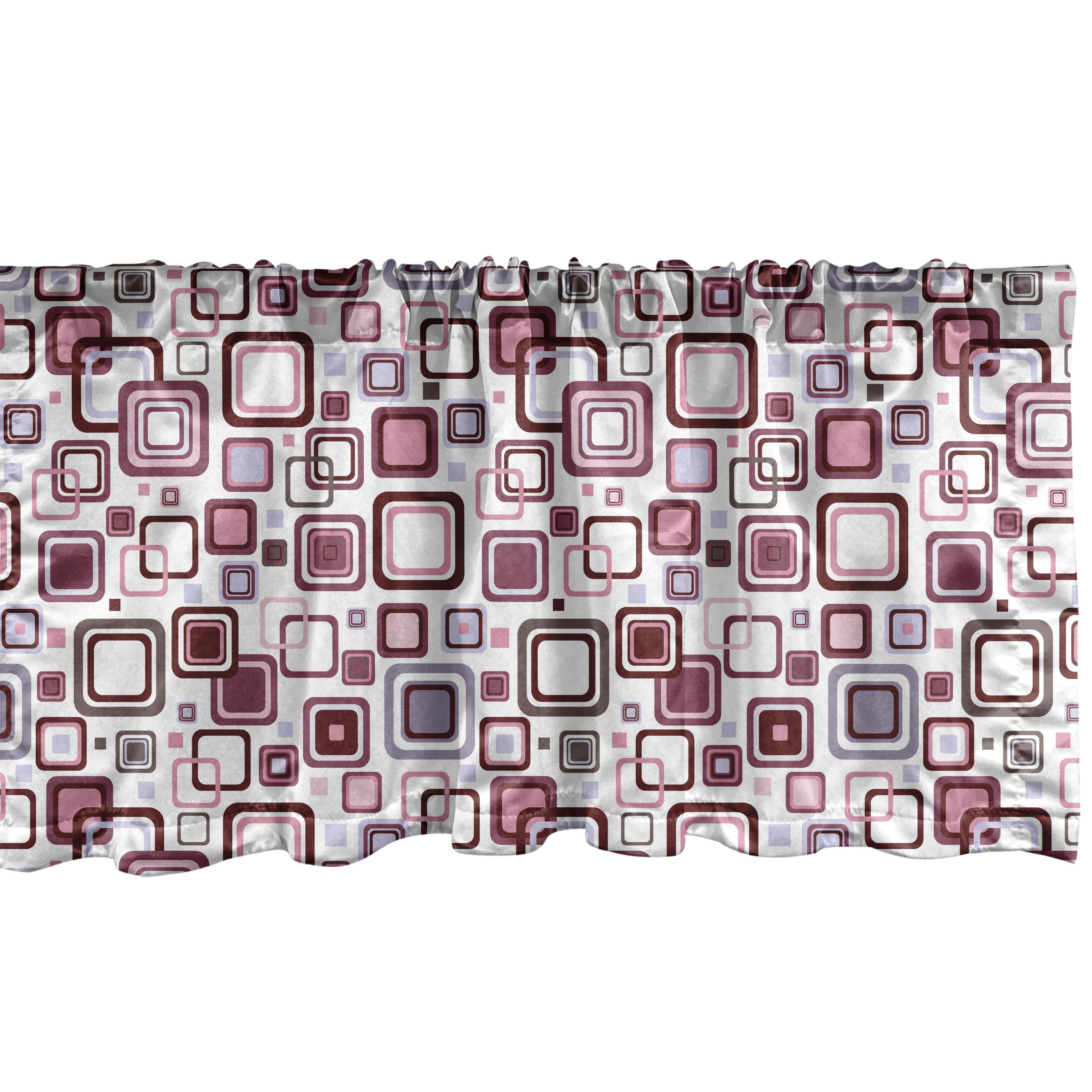 Scheibengardine Vorhang Volant für Küche Schlafzimmer Dekor mit Stangentasche, Abakuhaus, Microfaser, Geometrisch Abstrakt Quadratisch