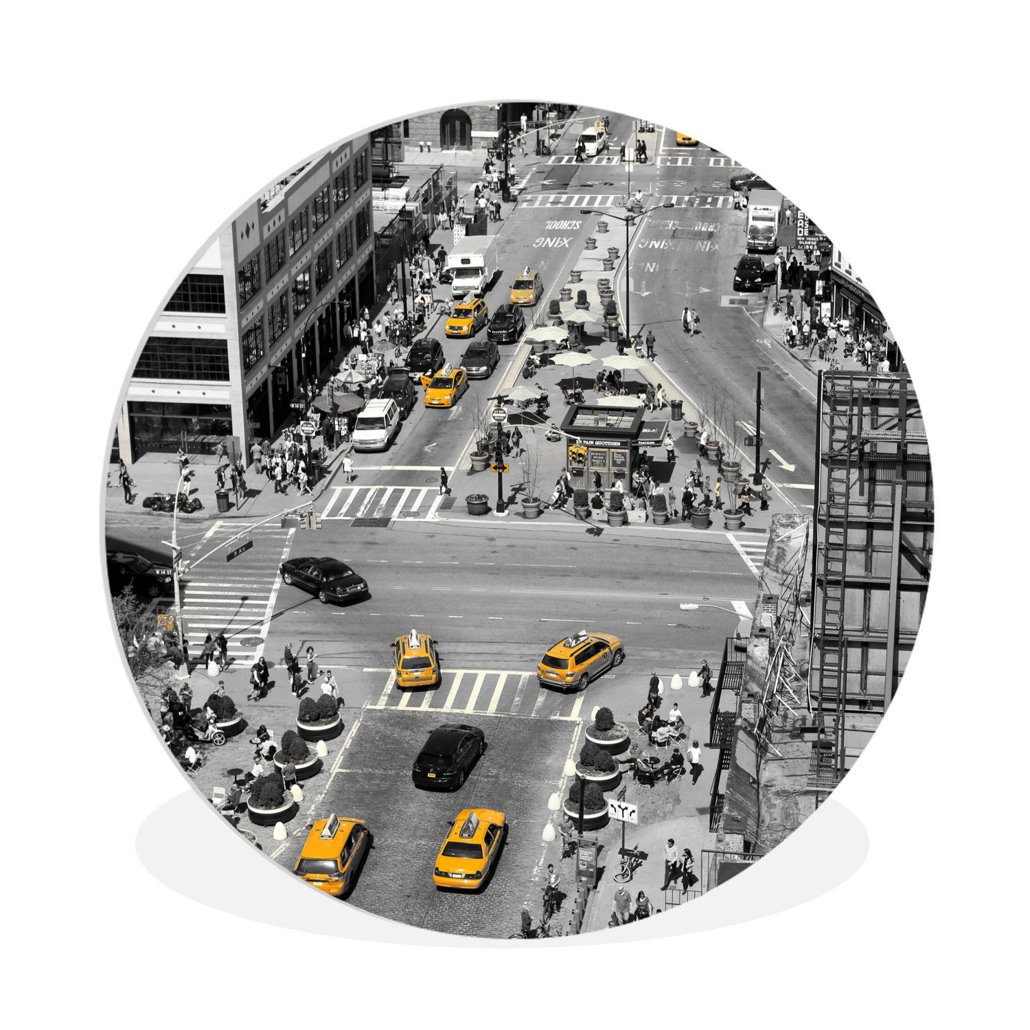 MuchoWow Gemälde Schwarz-Weiß-Luftaufnahme von Manhattan cm den in Kreis St), Wanddekoration Wohnzimmer, Forex, Wandbild, 30x30 (1 Rundes USA