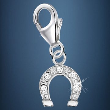 Goldene Hufeisen Charm-Einhänger Hufeisen Zirkonia Charm Anhänger aus 925 Sterling Silber (1 Stück, inkl. Etui), rhodiniert