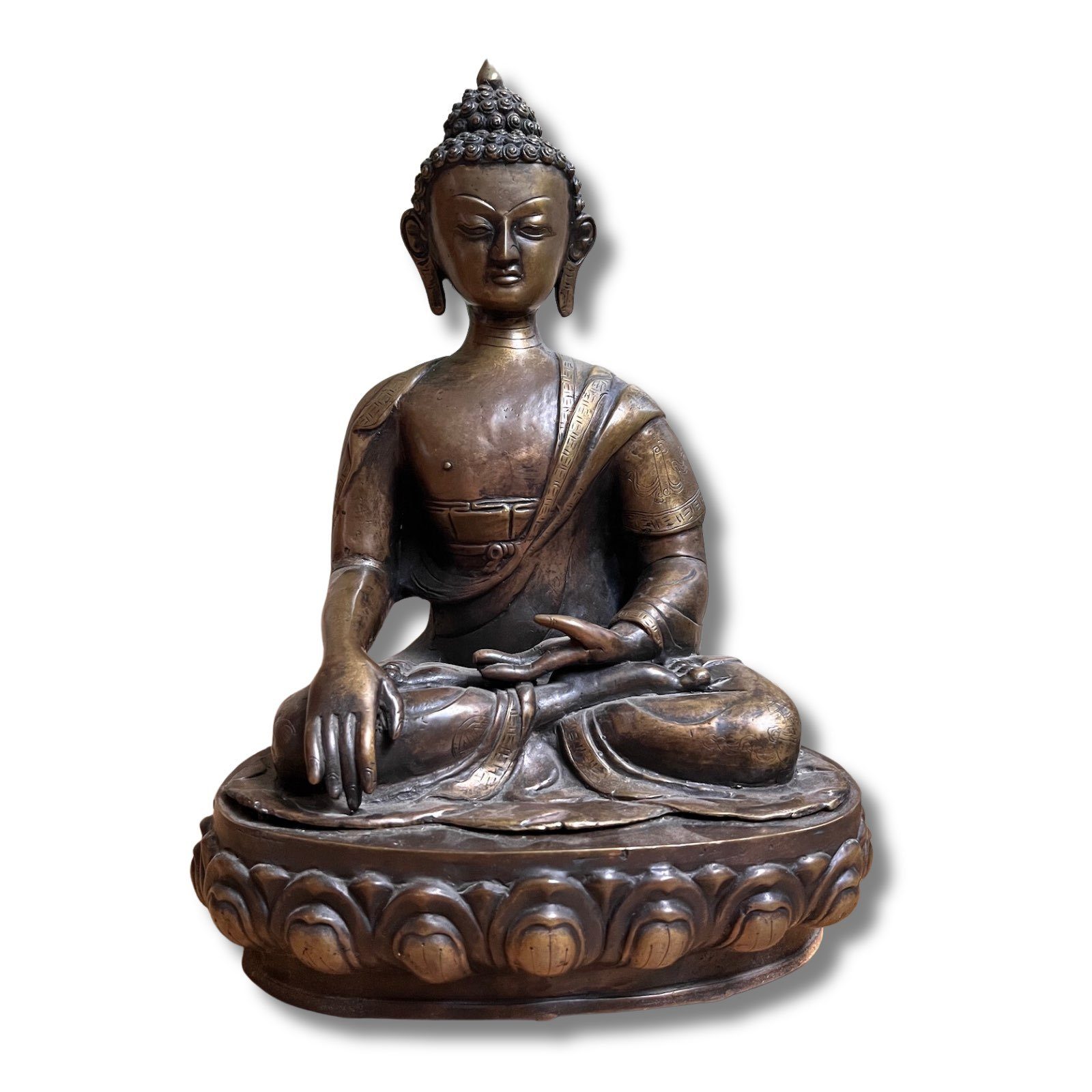 Bronze - Figur Buddhafigur alt Asien - LifeStyle Buddha groß Tibet 42cm