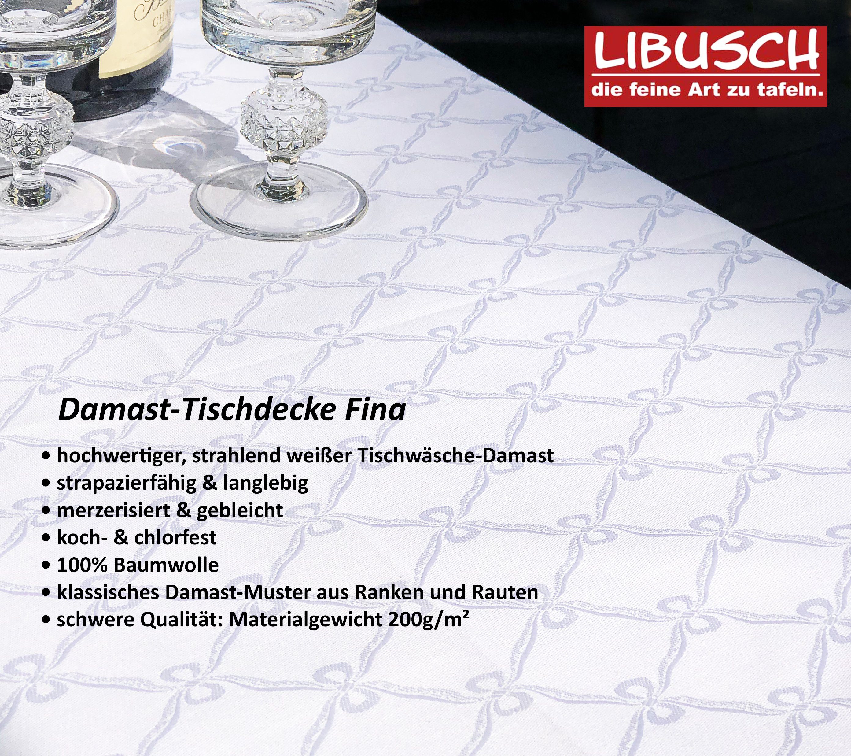 Libusch® Tischdecke DAMAST-Tischdecke FINA, weiß, klassisch, 100% Baumwolle, Größe wählbar (1-tlg), Jacquardgewebe – Bild 3 von 5