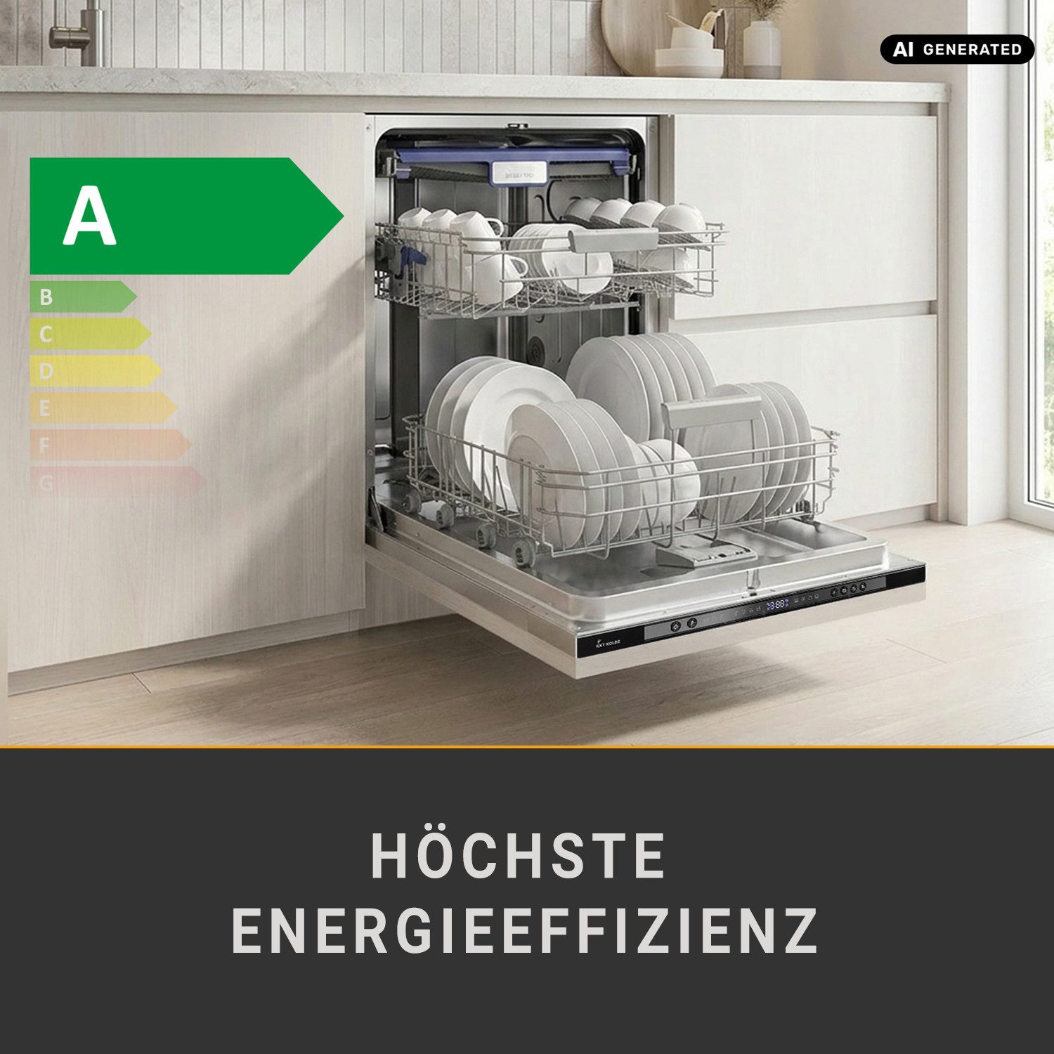 KKT KOLBE vollintegrierbarer Geschirrspüler DW60VI, 9,5 l, 14 Maßgedecke, 60cm / Vollintegriert / AquaStop / 7 Programme / 14 Maßgedecke – Bild 4 von 5