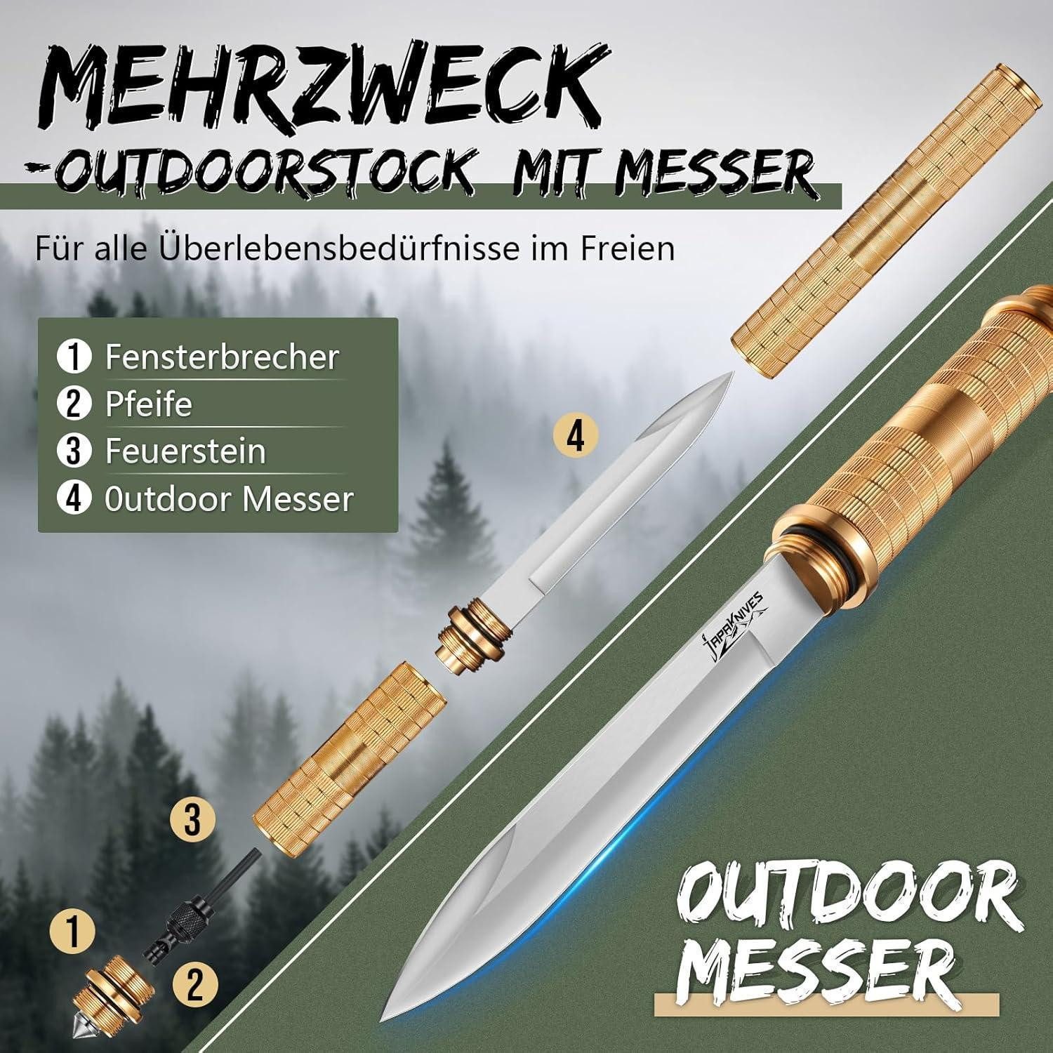LuxusKollektion Survival Knife Messer Survival feststehend D2 Stahl Jagdmesser Camping Messer