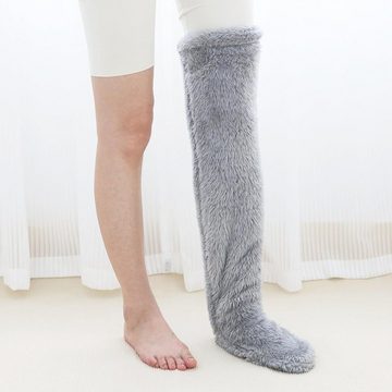 Juoungle Langsocken Damen Plüsch Overknees Socken flauschig Winter warme Haussocken