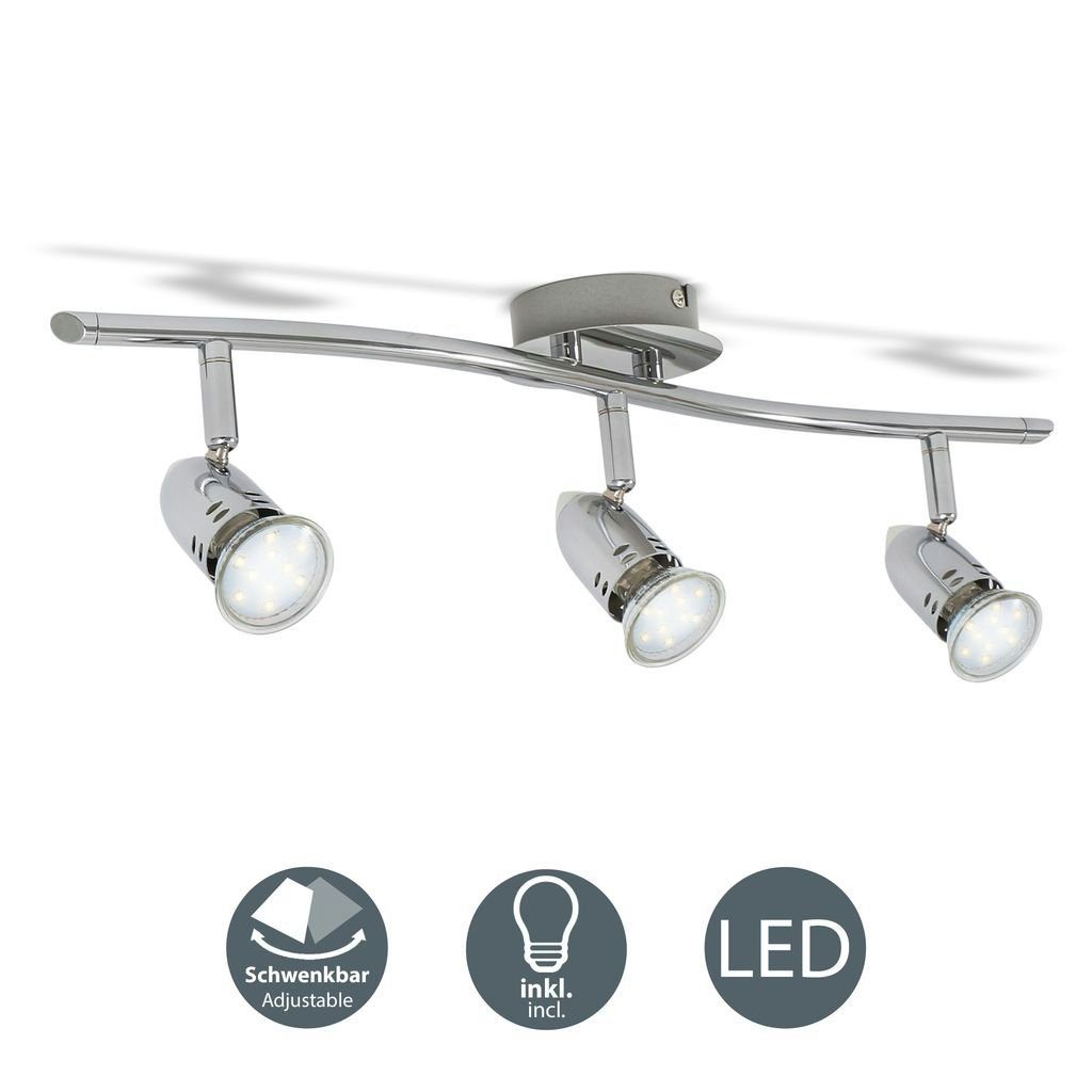 Warmweiß, - 4x BKL1149, Deckenspot 3W Leuchtmittel B.K.Licht Chrom Deckenstrahler Deckenlampe 4-flammig LED Deckenleuchte Spotleuchte wechselbar, Wohnzimmerlampe GU10