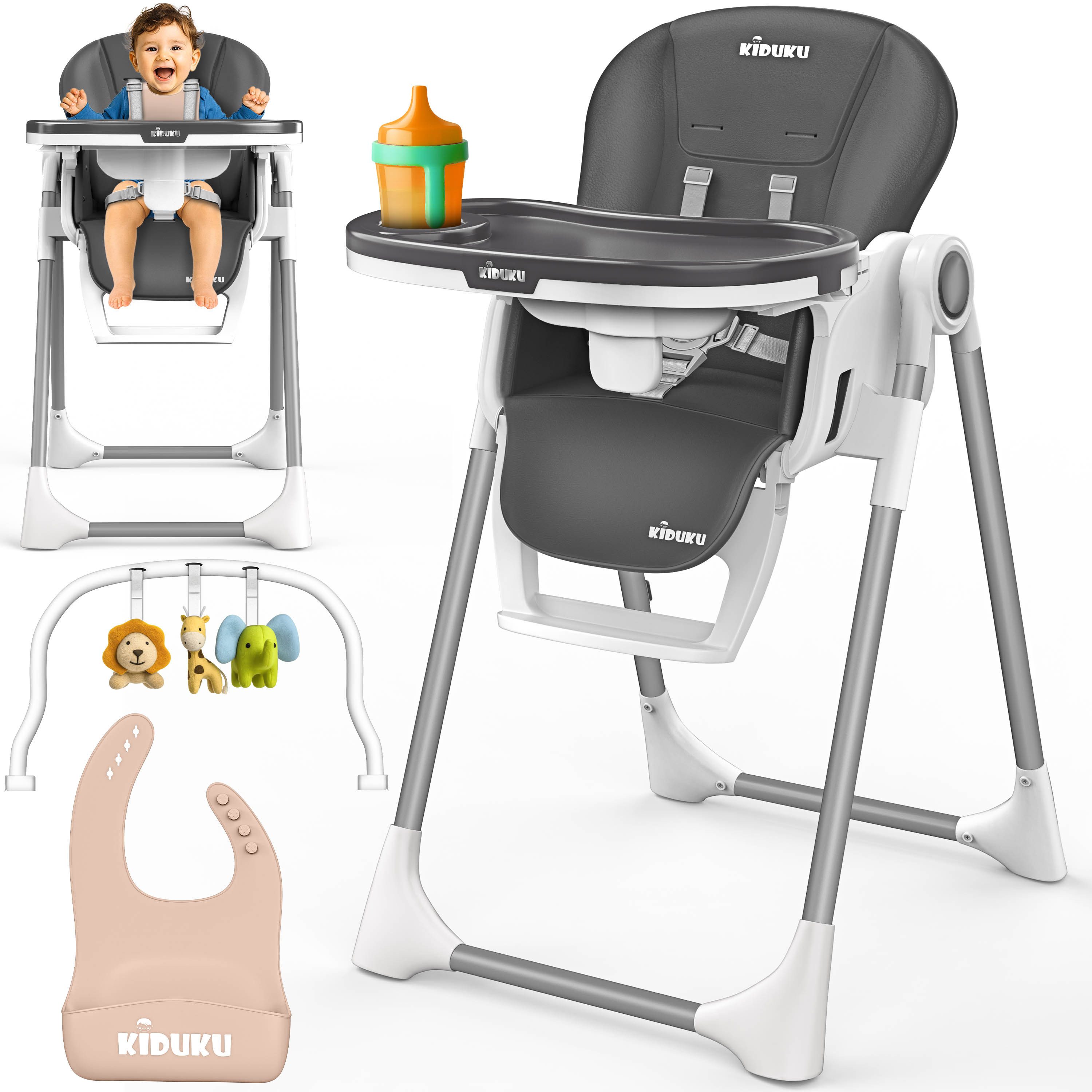 KIDUKU Hochstuhl Baby 3in1 mit Neugeborenenaufsatz + Lätzchen, Spielbogen ( günstig online kaufen