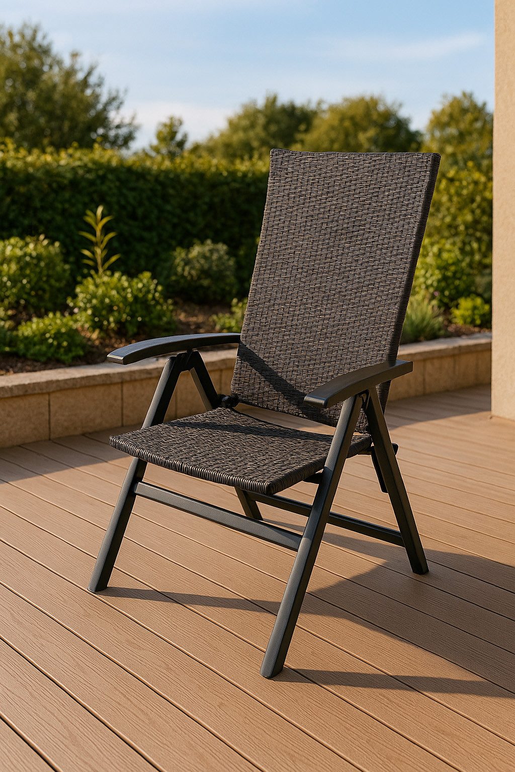 belavi Gartenstuhl Polyrattan Klappsessel mit Holz-Armlehnen, günstig online kaufen