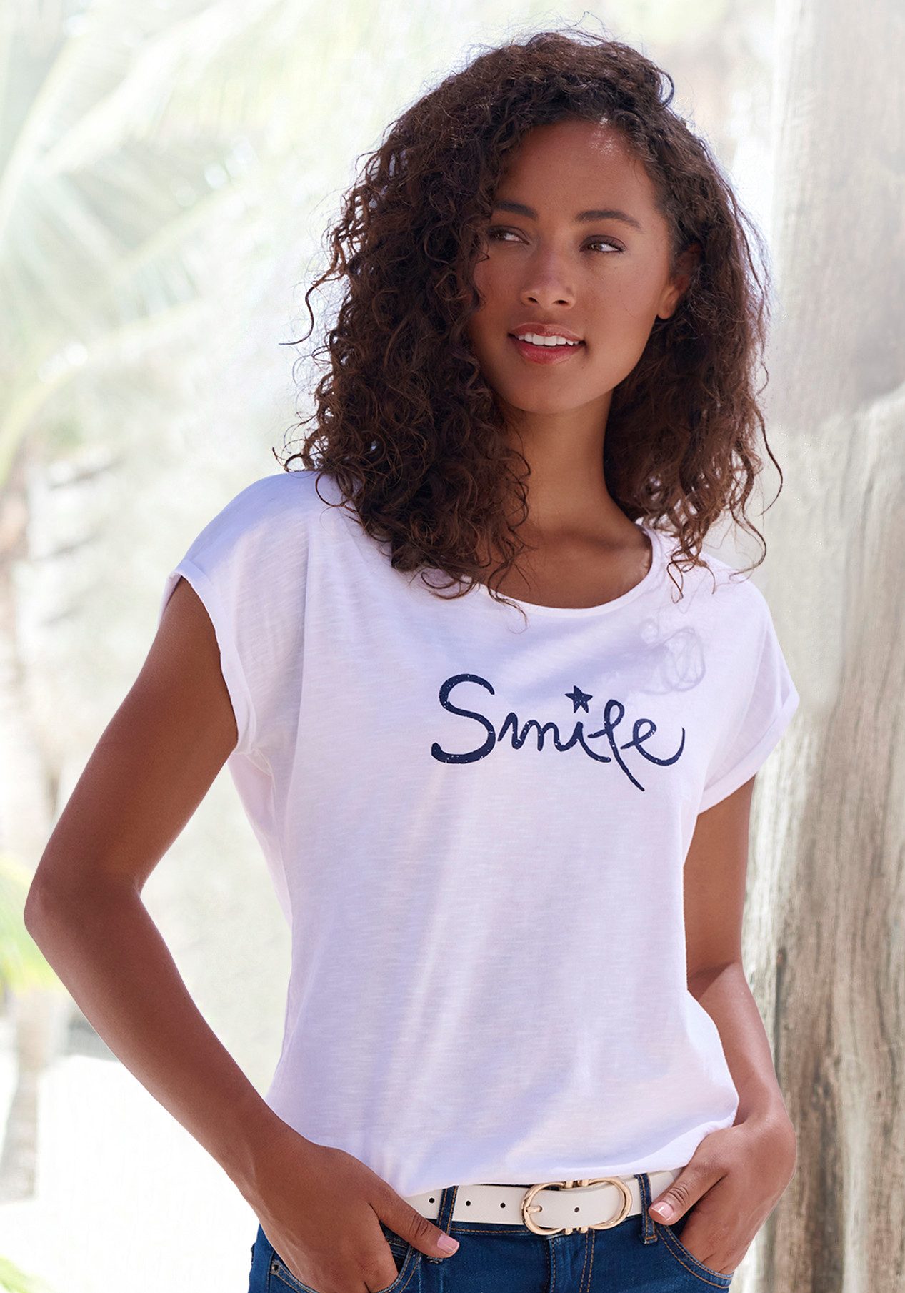 Beachtime by Lascana T-Shirt Smile aus reiner Baumwolle