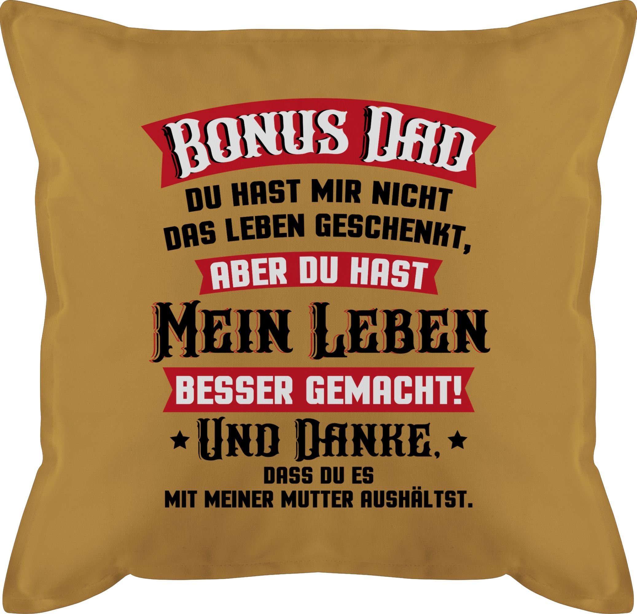Shirtracer Gelb Dekokissen Dad rot/schwarz, 2 Vatertagsgeschenk Bonus Kissen -