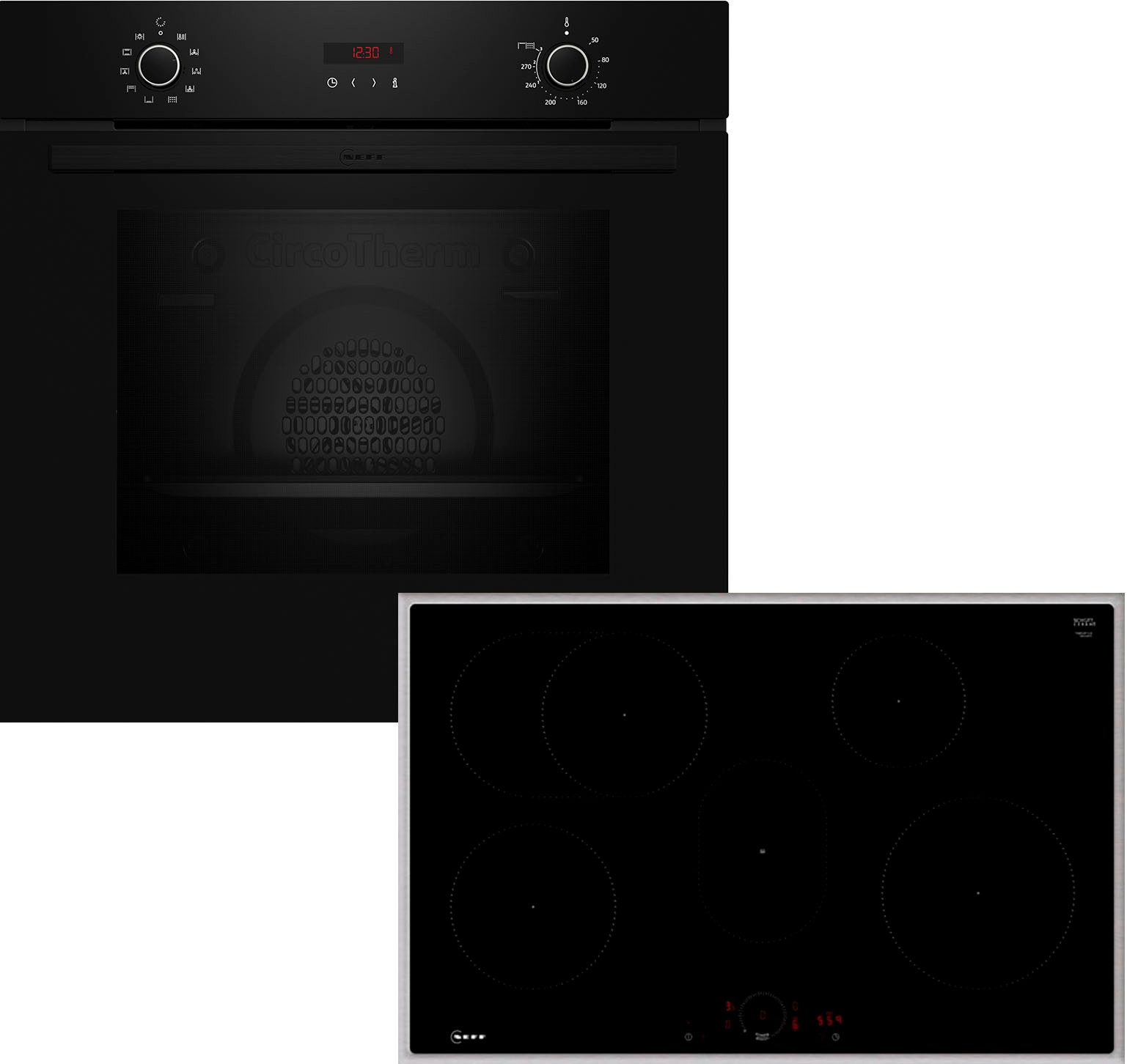 NEFF Backofen-Set BX48PIB0, mit Teleskopauszug nachrüstbar, Pyrolyse-Selbstreinigung, mit pyrolytischer Selbstreinigung