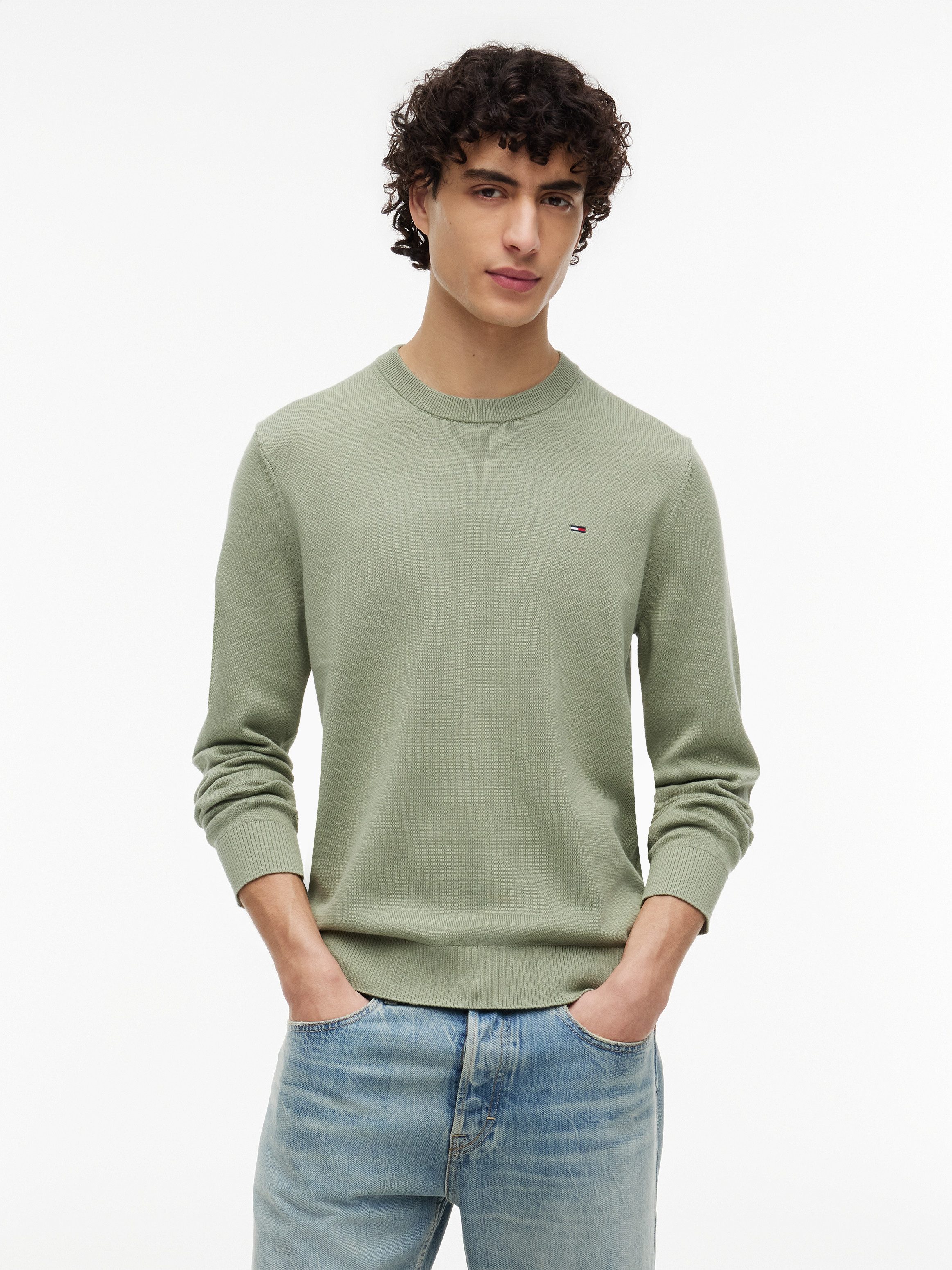 Tommy Jeans Strickpullover TJM SLIM FIT LIGHT SWEATER Slim fit mit Rundhalsausschnitt