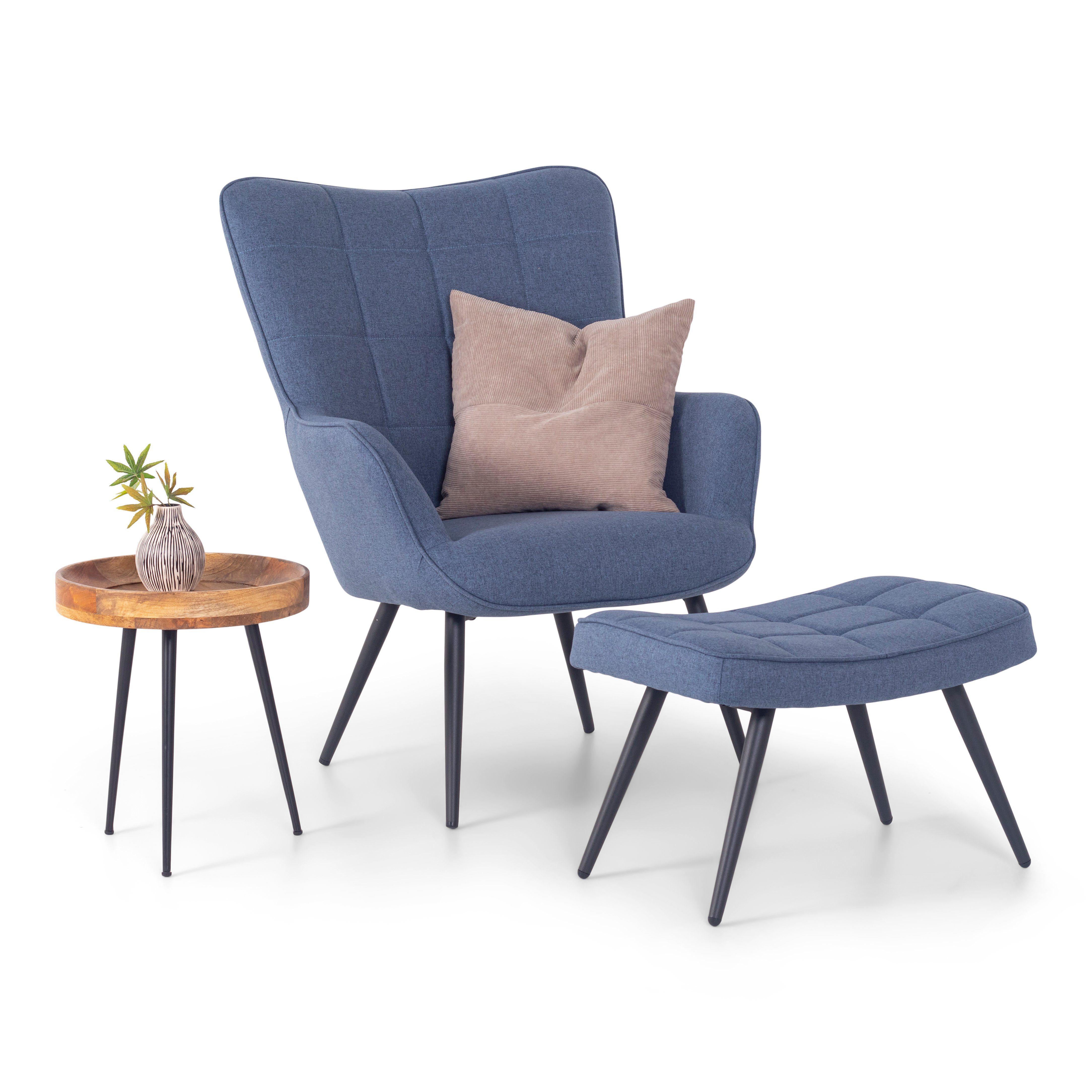 Ulla, Webstoff Blau, Homexperts Loungesessel B80xH97xT72cm