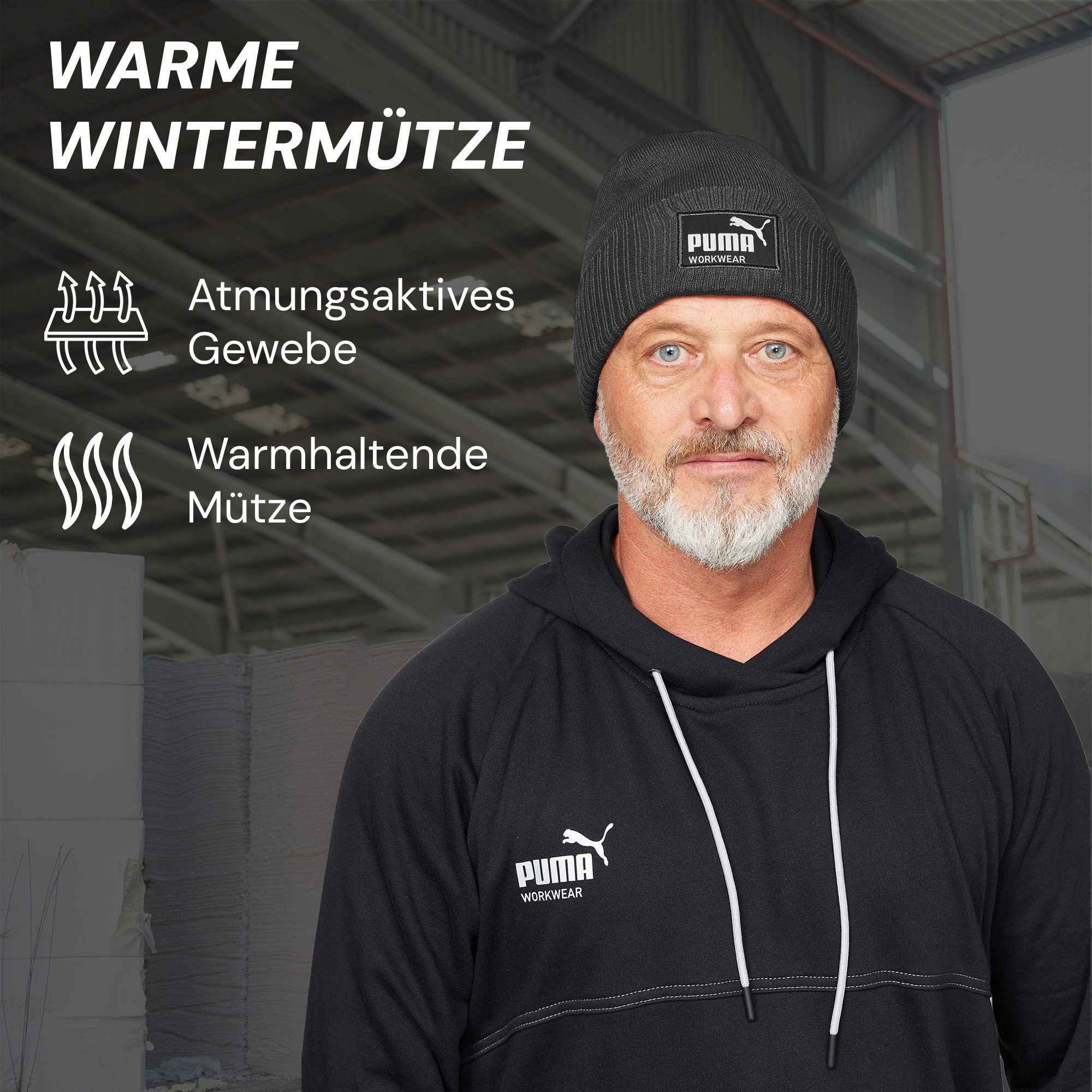 PUMA Workwear Beanie Mütze Herren Winter - Strickmütze mit Wärmepolsterung günstig online kaufen