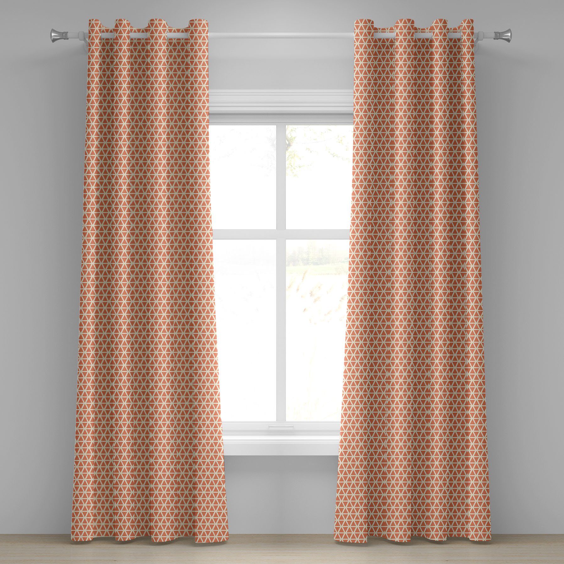 Gardine Dekorative 2-Panel-Fenstervorhänge für Schlafzimmer Wohnzimmer, Abakuhaus, Orange Groovy Weiche Triangles