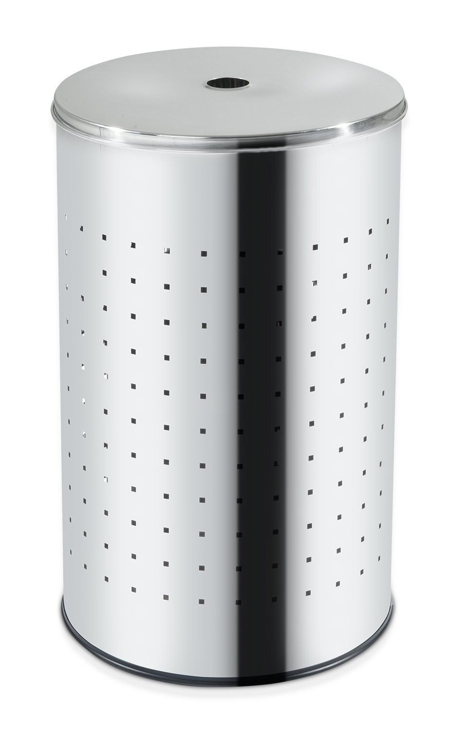 Home4You Wäschetonne Edelstahl, 37 Liter Fassungsvermögen, H 54 cm, mit Deckel und Belüftungslöchern, Ø 29 cm – Bild 4 von 4