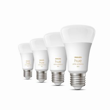 Philips Hue LED-Leuchtmittel E27 LED Leuchtmittel Viererpack 570lm, E27, Neutralweiß, Warmweiß