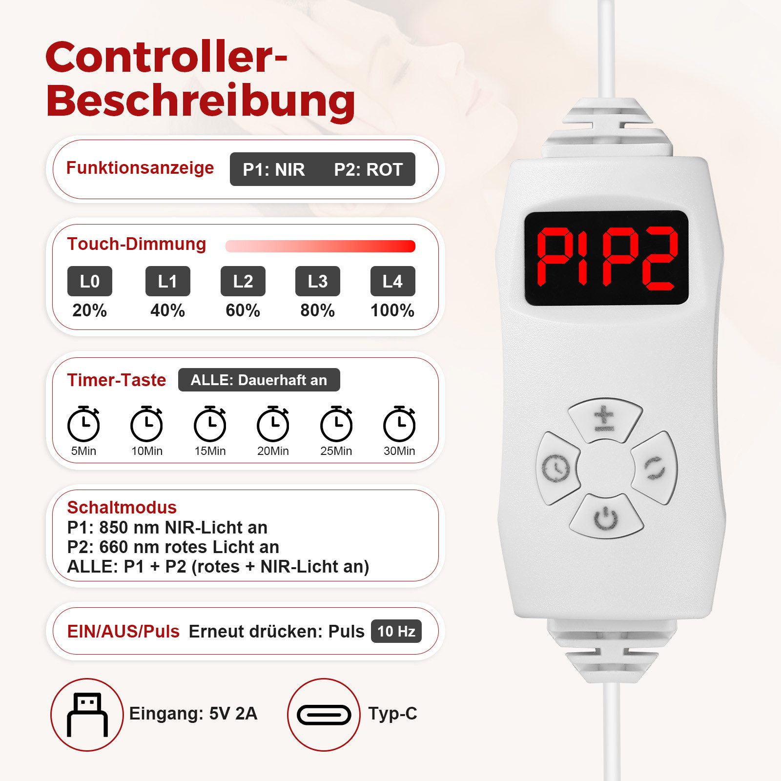 VIVIHEYDAY Lichttherapiegerät Rotlichtlampe mit Sockel, 660nm&850nm Infrarotlampe, Verstellbarer Schwanenhals & Timer, 40LEDs Rotlichtlampe, für für Gesicht, Körper Genesung, Muskel