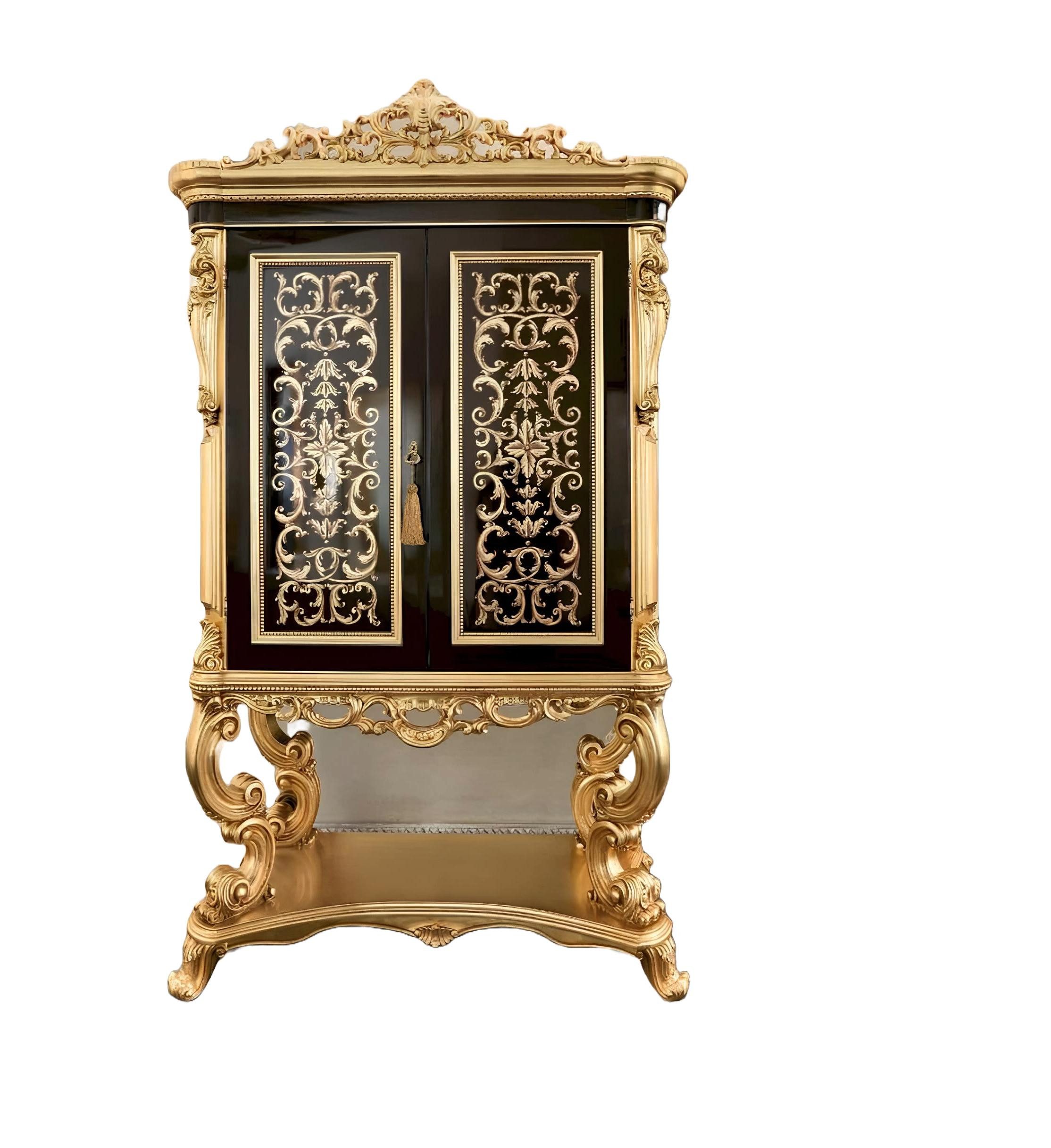 Xlmoebel Barschrank Goldene Wohnzimmer Hausbar mit Weinregal und Schrank Kommode (Barschrank) Hergestellt in Europa