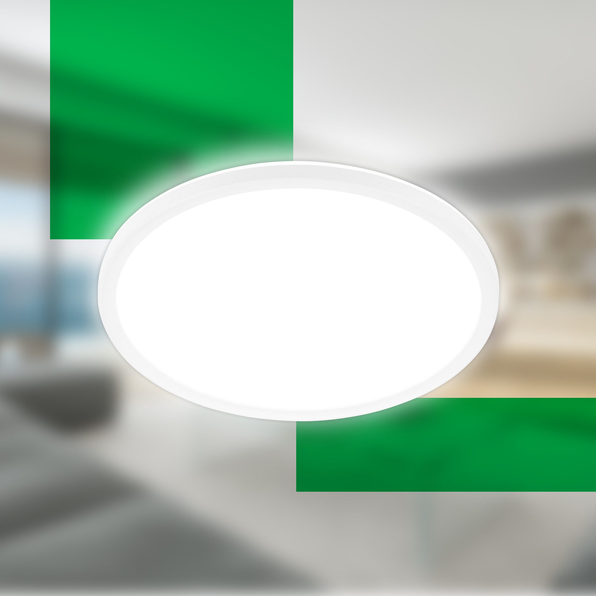 Briloner Leuchten LED Panel Deckenlampe ultraflach Energieeffizienz A Backlight-Effekt, LED fest integriert, LED wechselbar, 4000K, Verschiedene Ausführungen, Wohnzimmer Schlafzimmer Küche