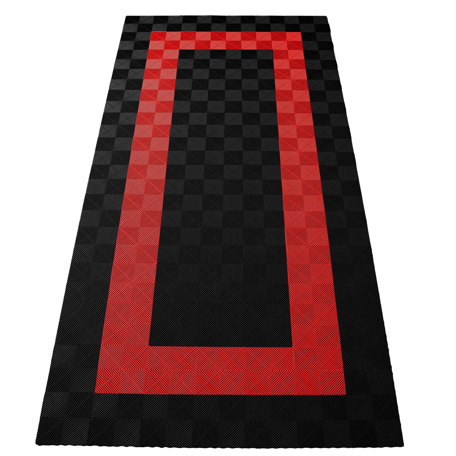 Tenzo-R Bodenfliese Performance Garagenboden Floor 2,8mx5,6m Schwarz Rot Set3, schwarz/rot