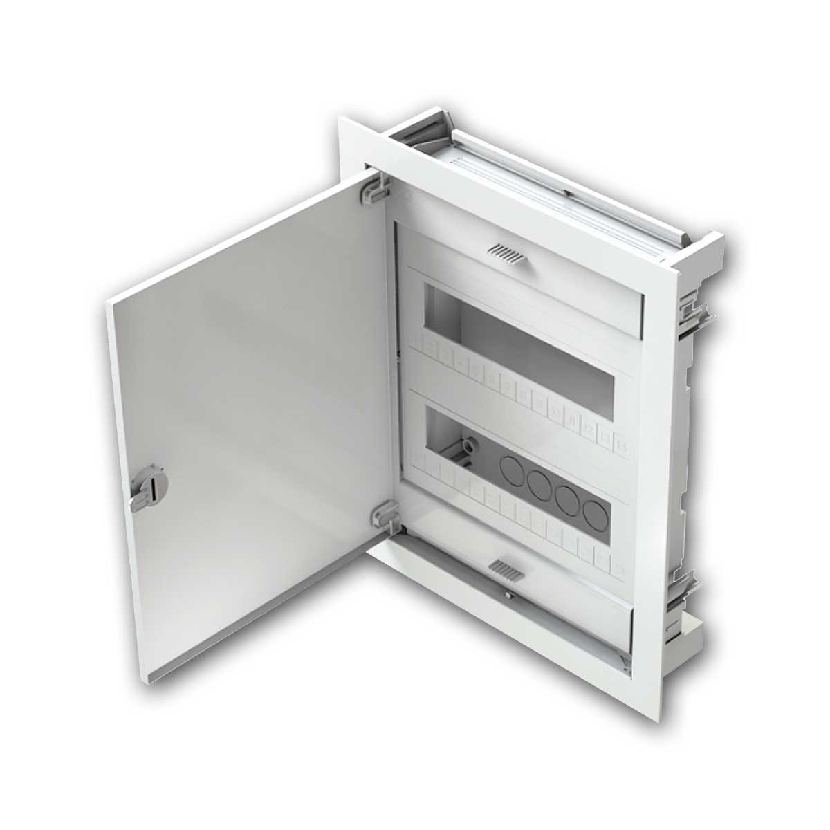 TEM Stromverteiler Verteilerkasten MO24+4 2-reihig, unterputz Ziegel