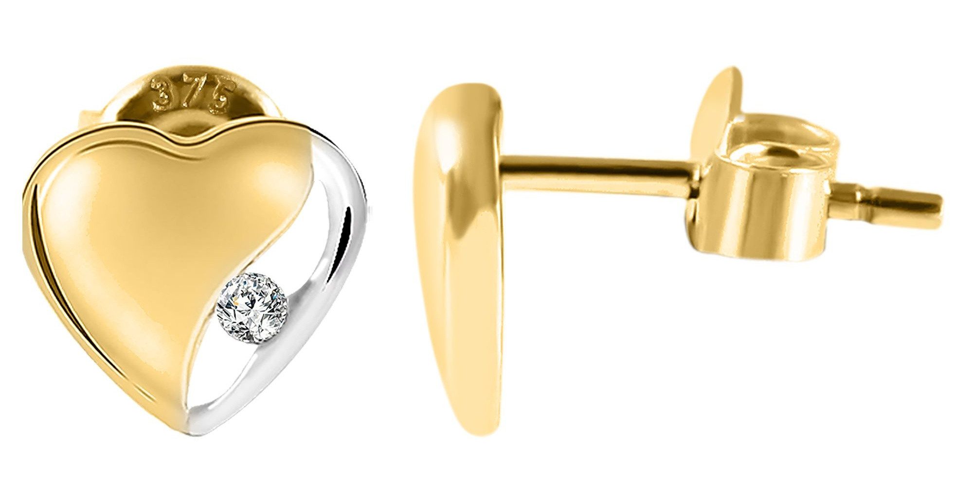 Paar Ohrhänger Ohrringe – Ohrstecker aus 375 Gold mit Zirkonia