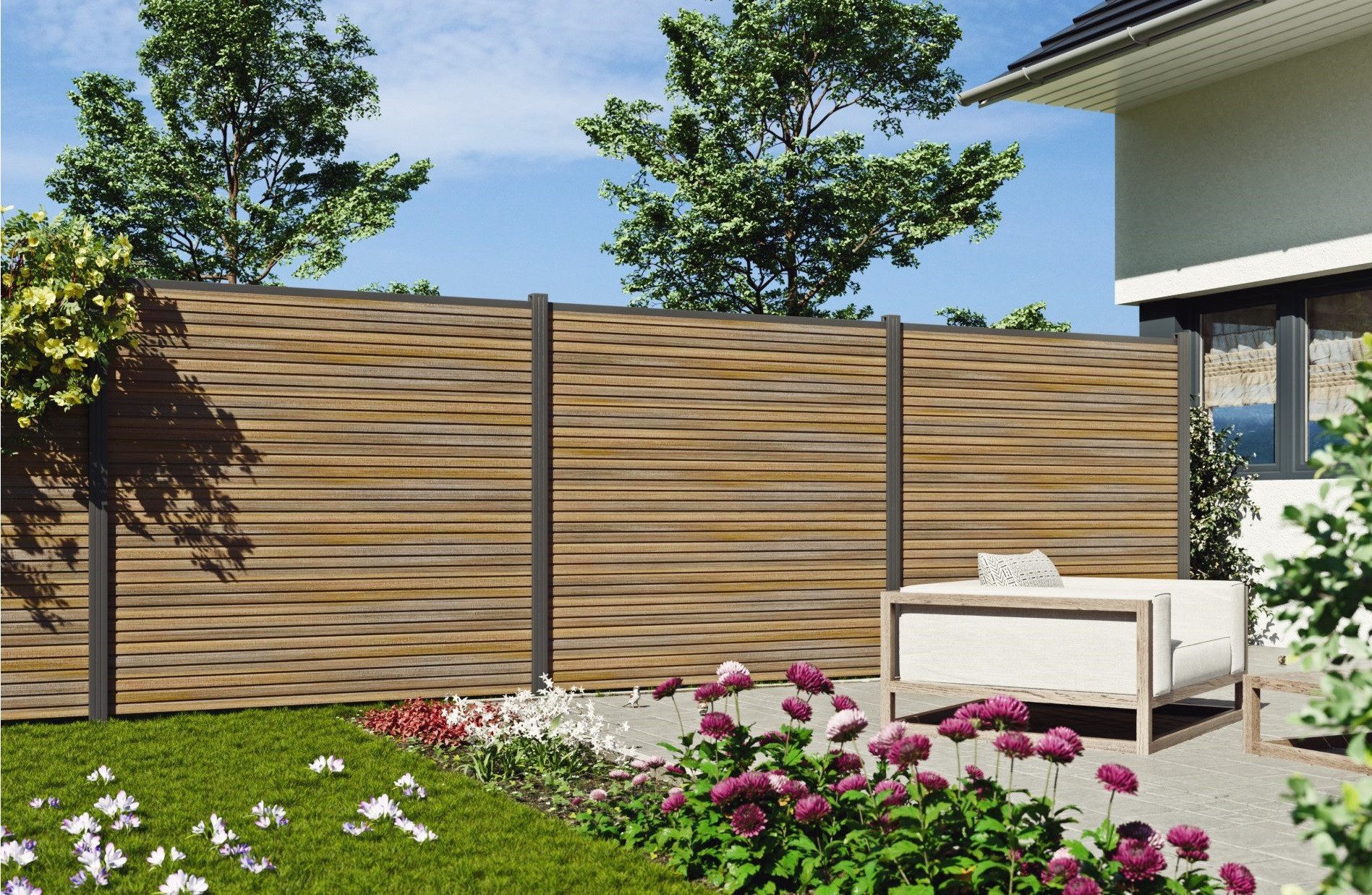 Tetzner & Jentzsch Sichtschutzelement WARREN 5, (Set), pflegeleicht, coextrudierte Oberfläche, Design-Oberfläche