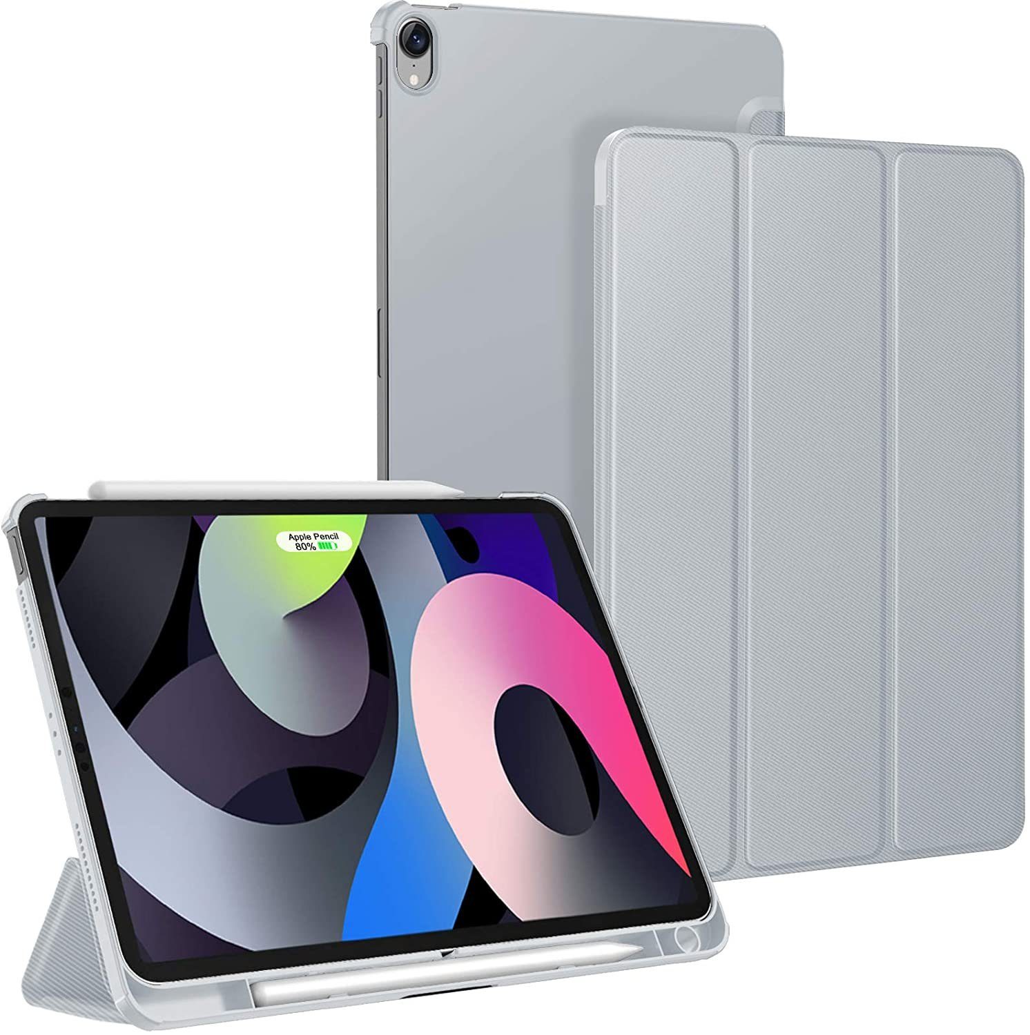 Generation 2020 iPad 10.9 Zoll 2020 Hülle Case Leder Tasche Schutzhülle Flip Cover Einschlaf/Aufwach Abdeckung Klapphülle Ständer Fächer Magnetverschluss Deckel Blau Tablethülle für iPad Air 4 