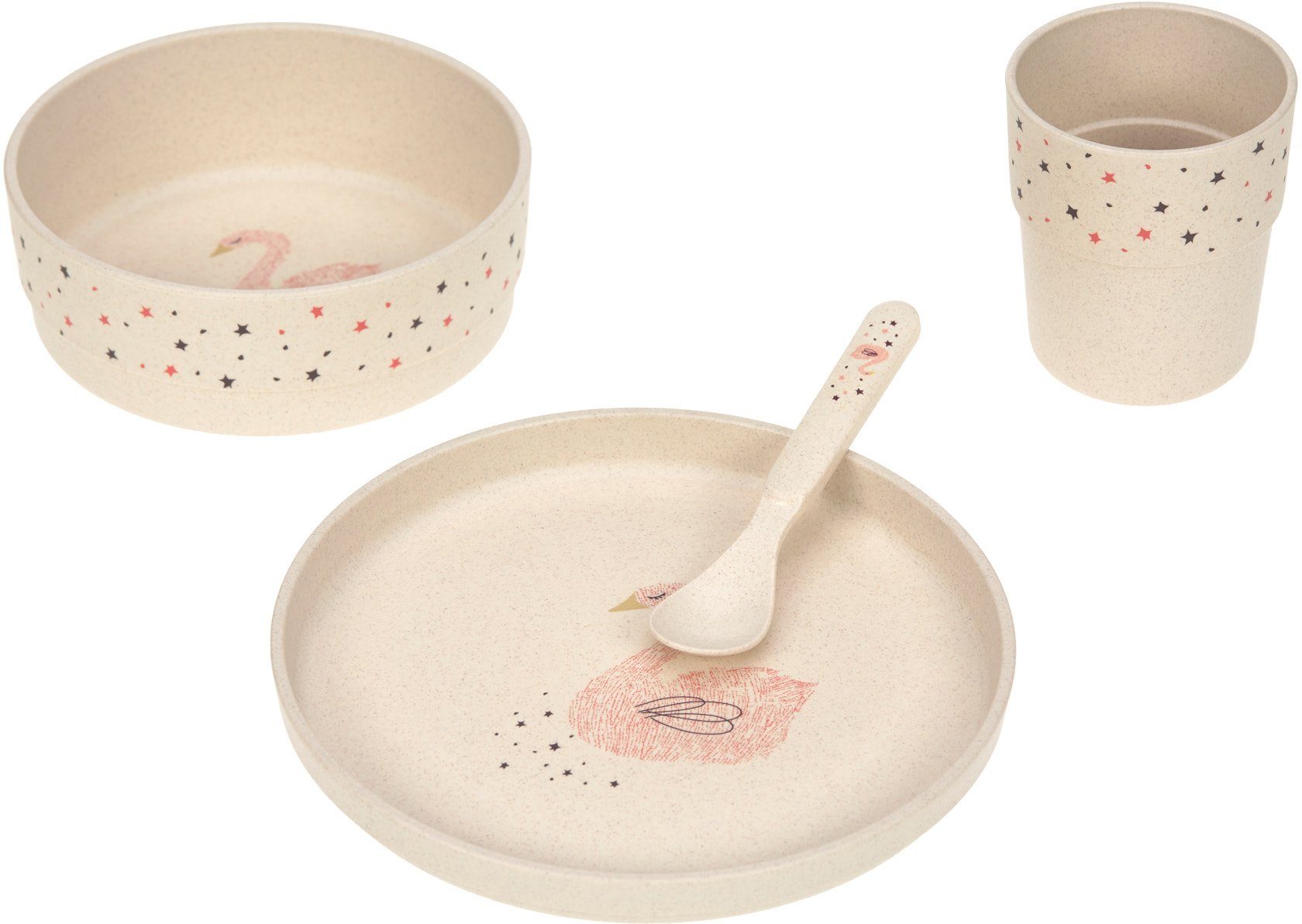 LÄSSIG Kindergeschirr-Set Little Water, Swan (4-tlg), 1 Personen, Polypropylen, Zellulose