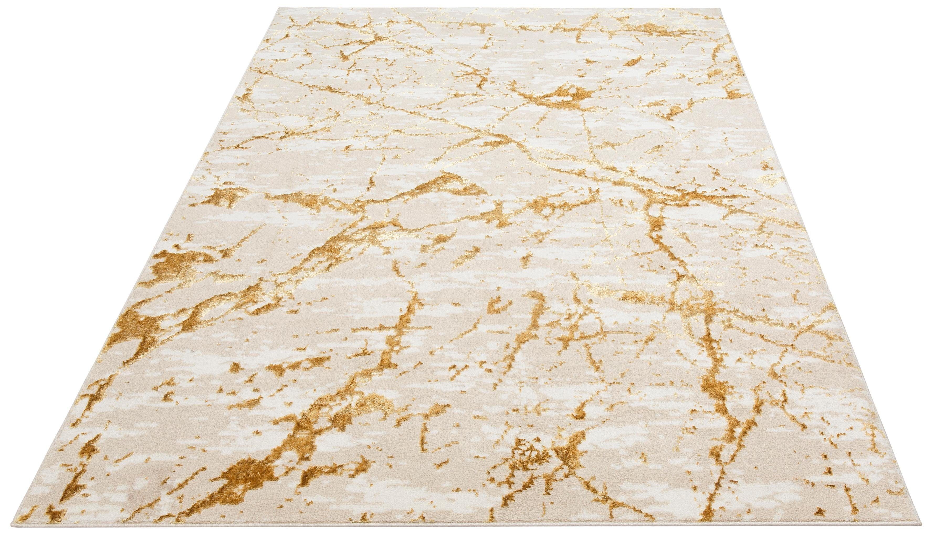 OTTO home Teppich Kalmus, mit Schrumpfgarn-Effekt, Hoch-Tief, rechteckig, Höhe: 11 mm, modernes Marmor Design, Kurzflor-Teppich, Effektfäden, weich