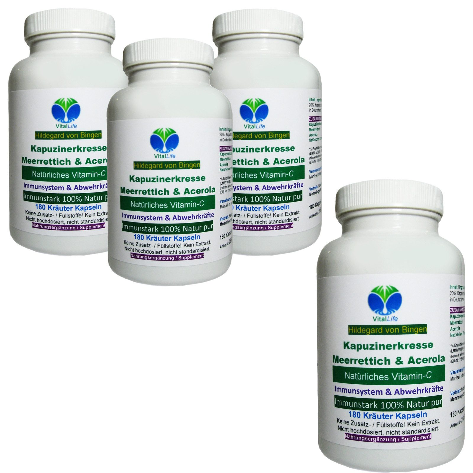 Immunstark Kapuzinerkresse, Meerrettich, Acerola NATÜRLICHES Vitamin C Kapseln