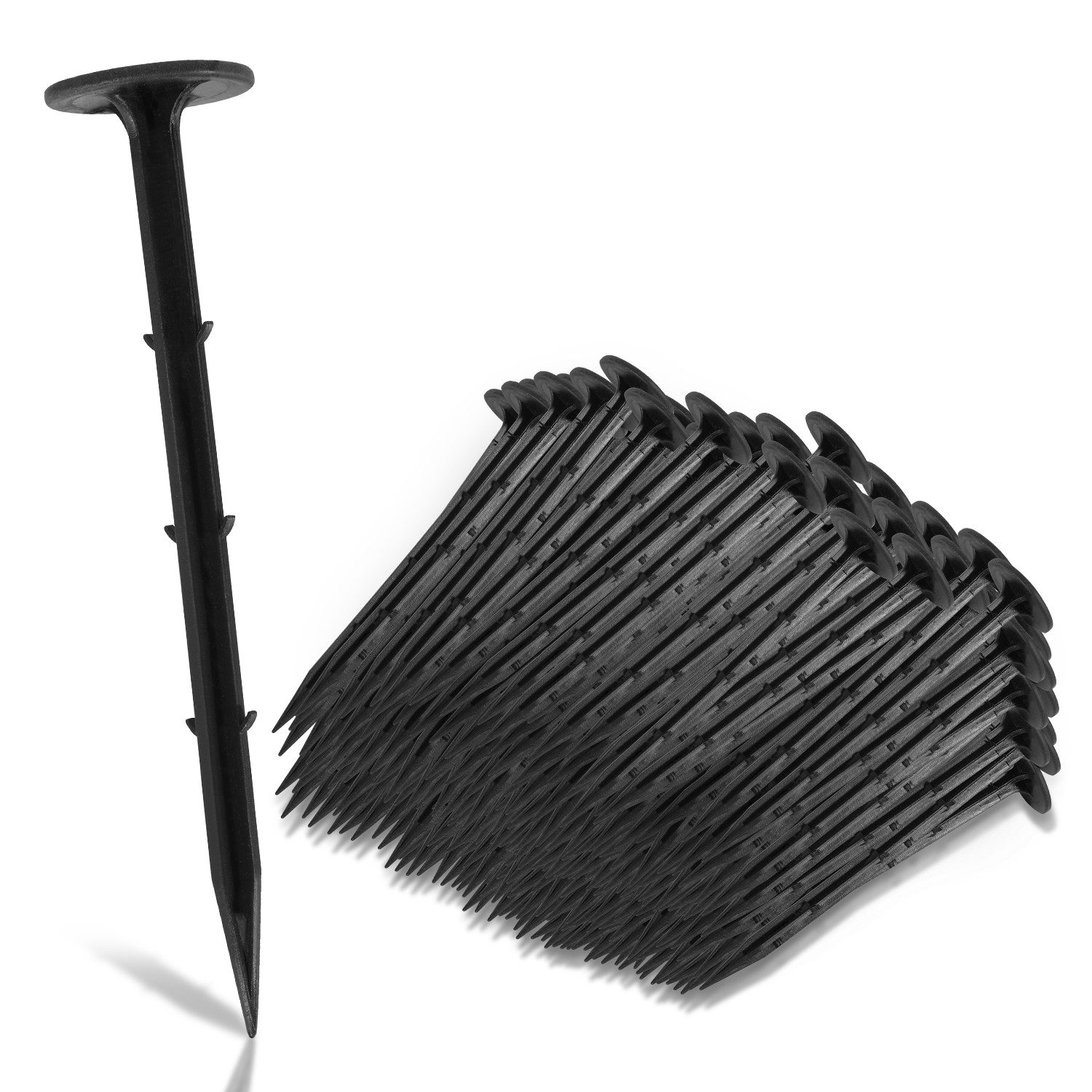 Clanmacy Bodenanker Erdanker Befestigungs Zelthering für Unkrautvlies, für Wiesen, Garten, Ackerland, Teich, Blumenbeet, Einfahrt, uwn., Montageart: Freistehend, (Material: PP, T-Erdanker, 600-St., Länge: 16cm, φ0.5cm, Kopfdurchmesser: ca. 3.5cm), Wiederverwendbar, UV-Resistent, Robust, widerstandsfähig