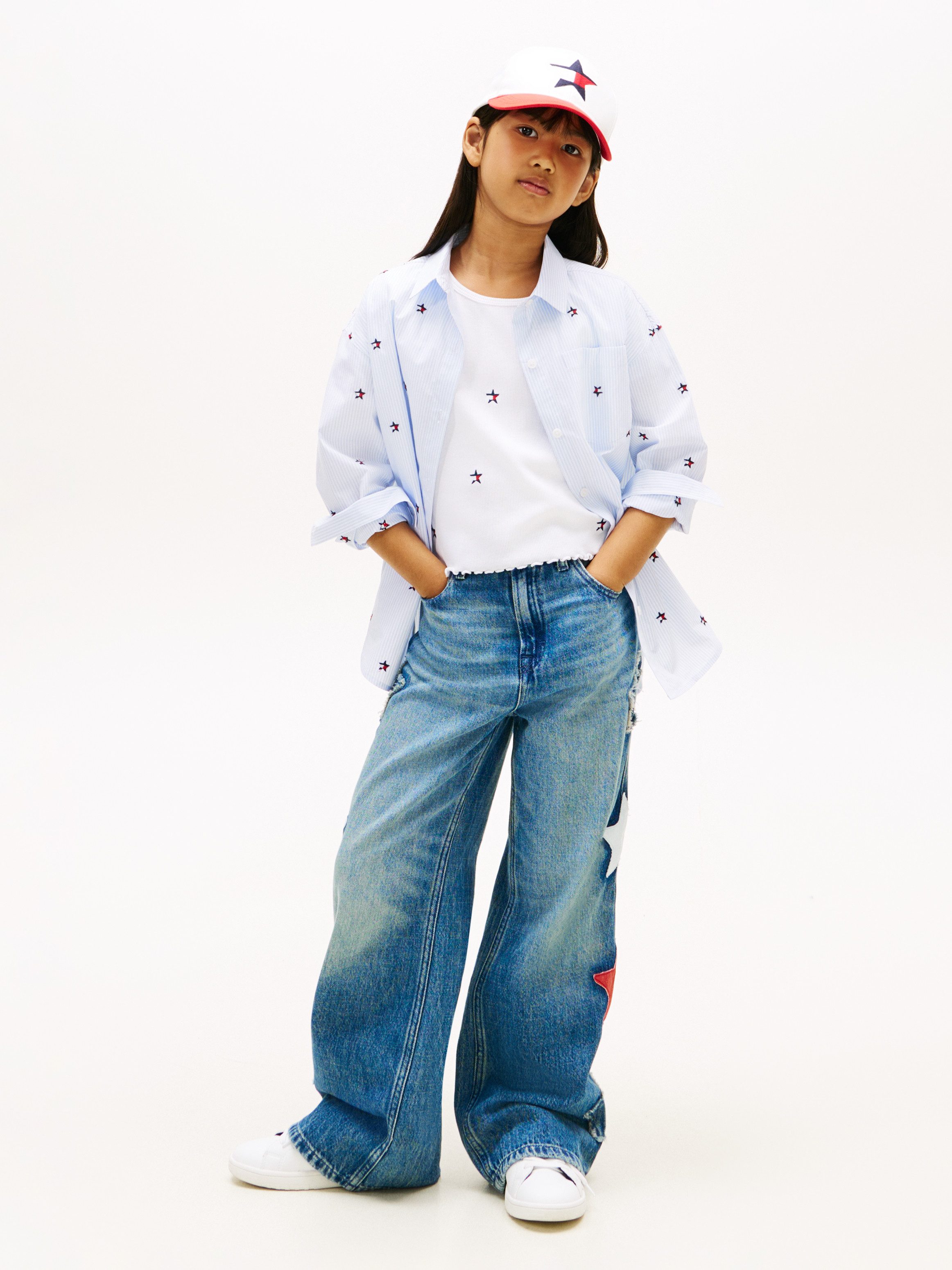Tommy Hilfiger Hemdbluse STRIPED STAR SHIRT LONG SLEEVE Kinder bis 16 Jahre, mit Stickereien