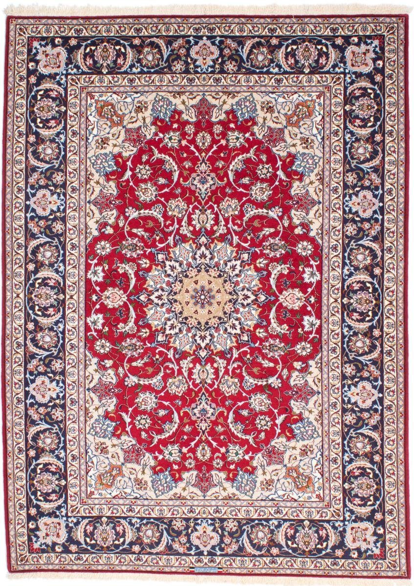Orientteppich Isfahan Seidenkette 163x228 Handgeknüpfter Orientteppich, Nain Trading, rechteckig, Höhe: 6 mm