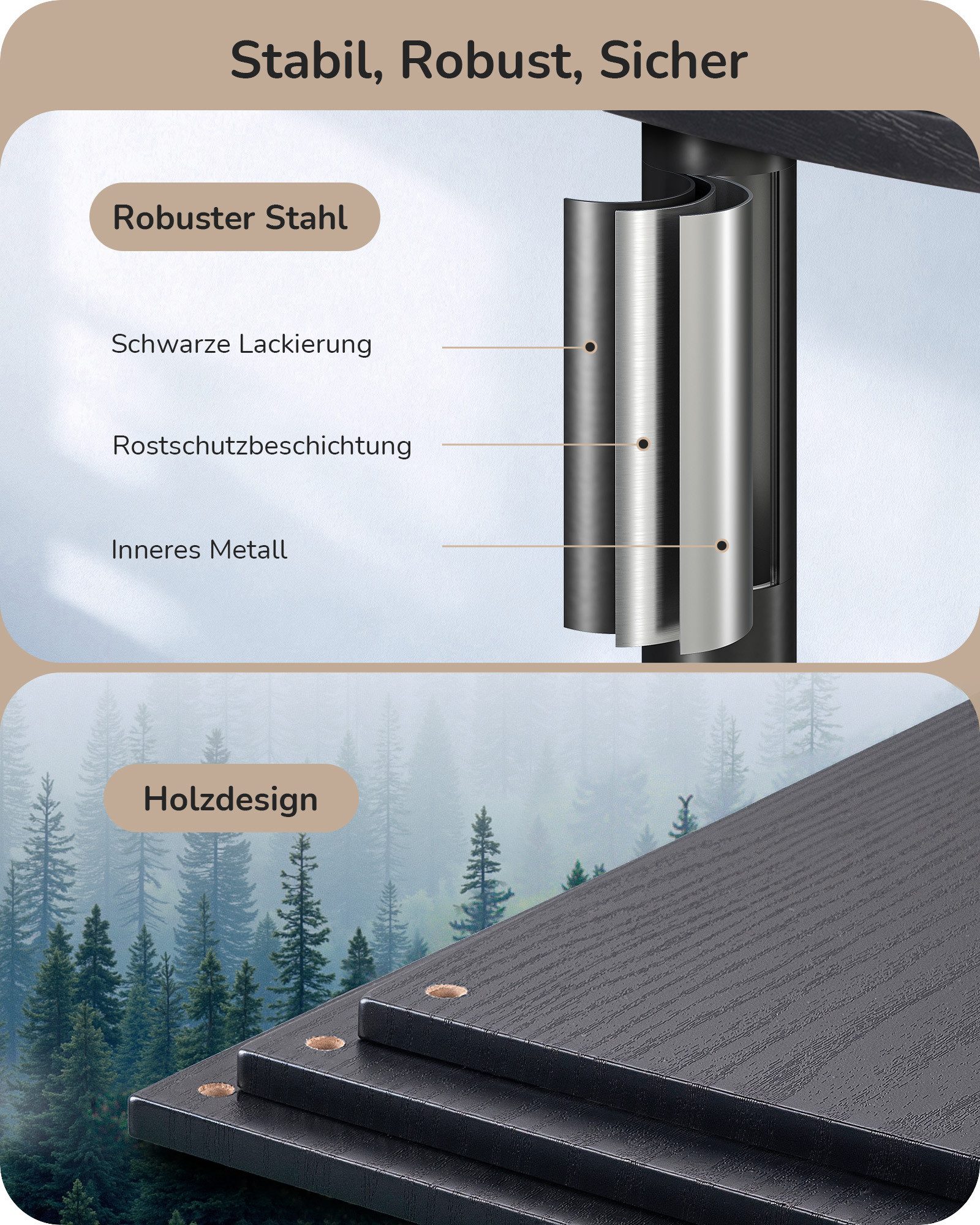 EDISHINE Stehlampe Wohnzimmer, LED wechselbar, warmweiß, LED Stehleuchte mit Regal