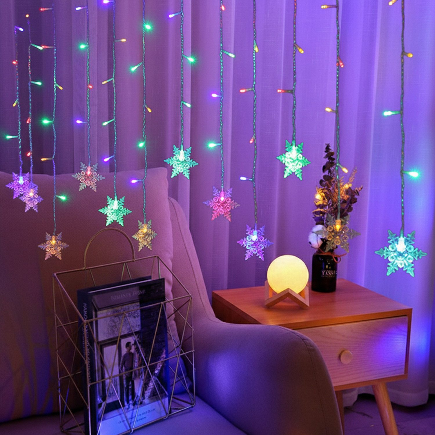 Merry 2024 Lichternetz LED Lichterkette Lichtervorhang,1.8M 96 LEDS Schneef günstig online kaufen