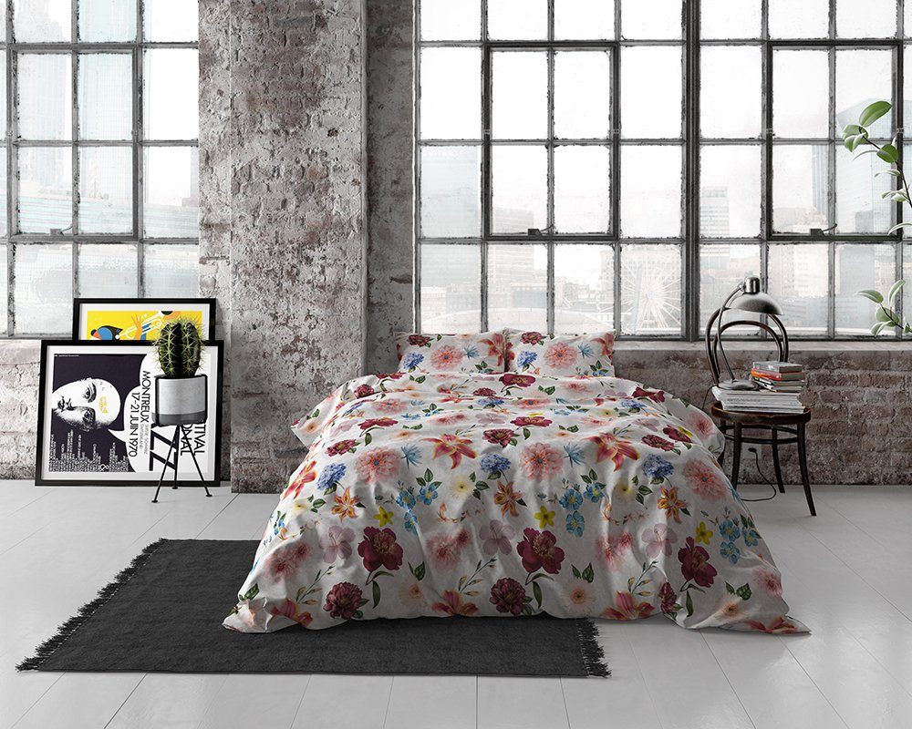 Sitheim-Europe Bettwäsche SATIN KLEE MULTI -Bettbezug & Kissenbezüge, Satin, 3 teilig, Weich, geschmeidig und wärmeregulierend