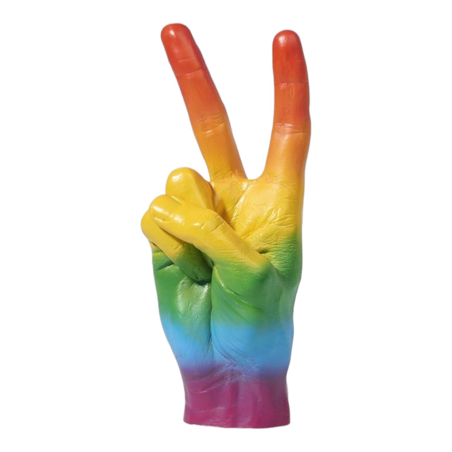 bitten Dekofigur Peace Dekofigur Regenbogen Hand Peacezeichen Deko Figur in