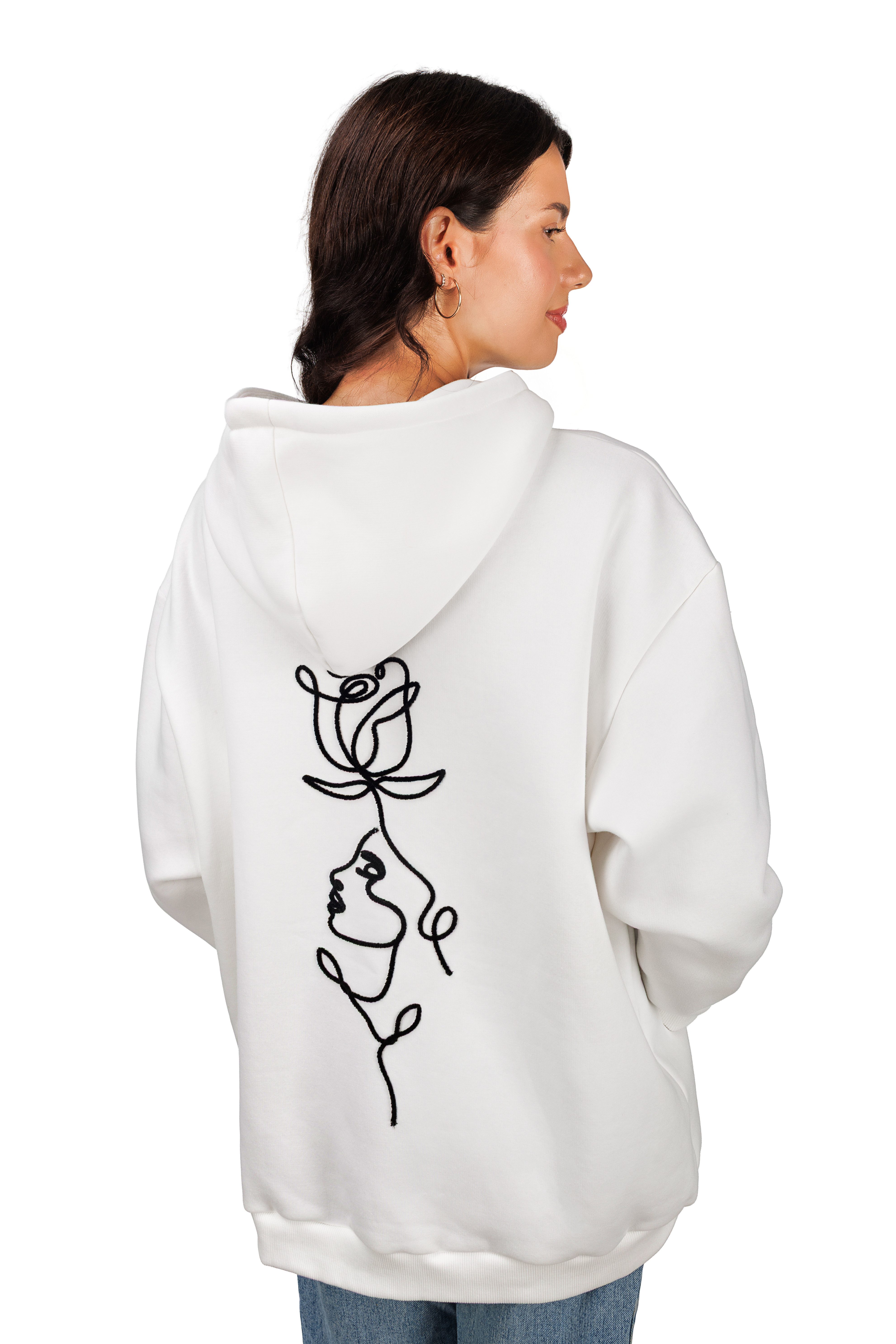 Elite Puppy Kapuzensweatshirt Bio-Baumwoll-Hoodie mit 3D-Chenillegarn-Stickerei Oversized Damen Sweatshirt