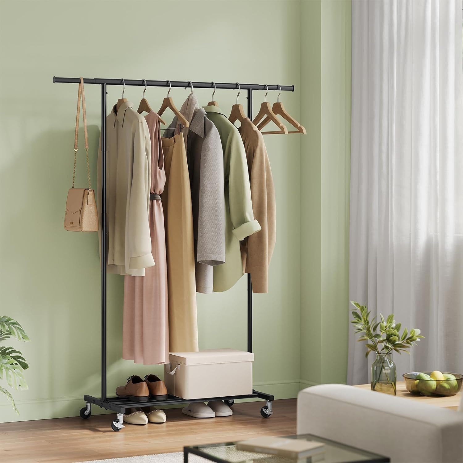 EUGAD Kleiderständer, (1 St), auf Rollen, Garderobenständer ausziehbare bis günstig online kaufen