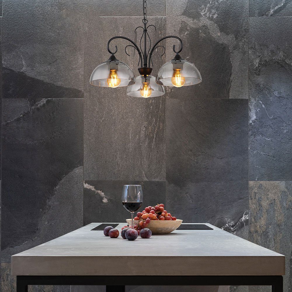GLOBO LIGHTING Kronleuchter, Leuchtmittel nicht inklusive, Pendelleuchte Wohnzimmerlampe Rauchglas Höhenverstellbar H 120 cm