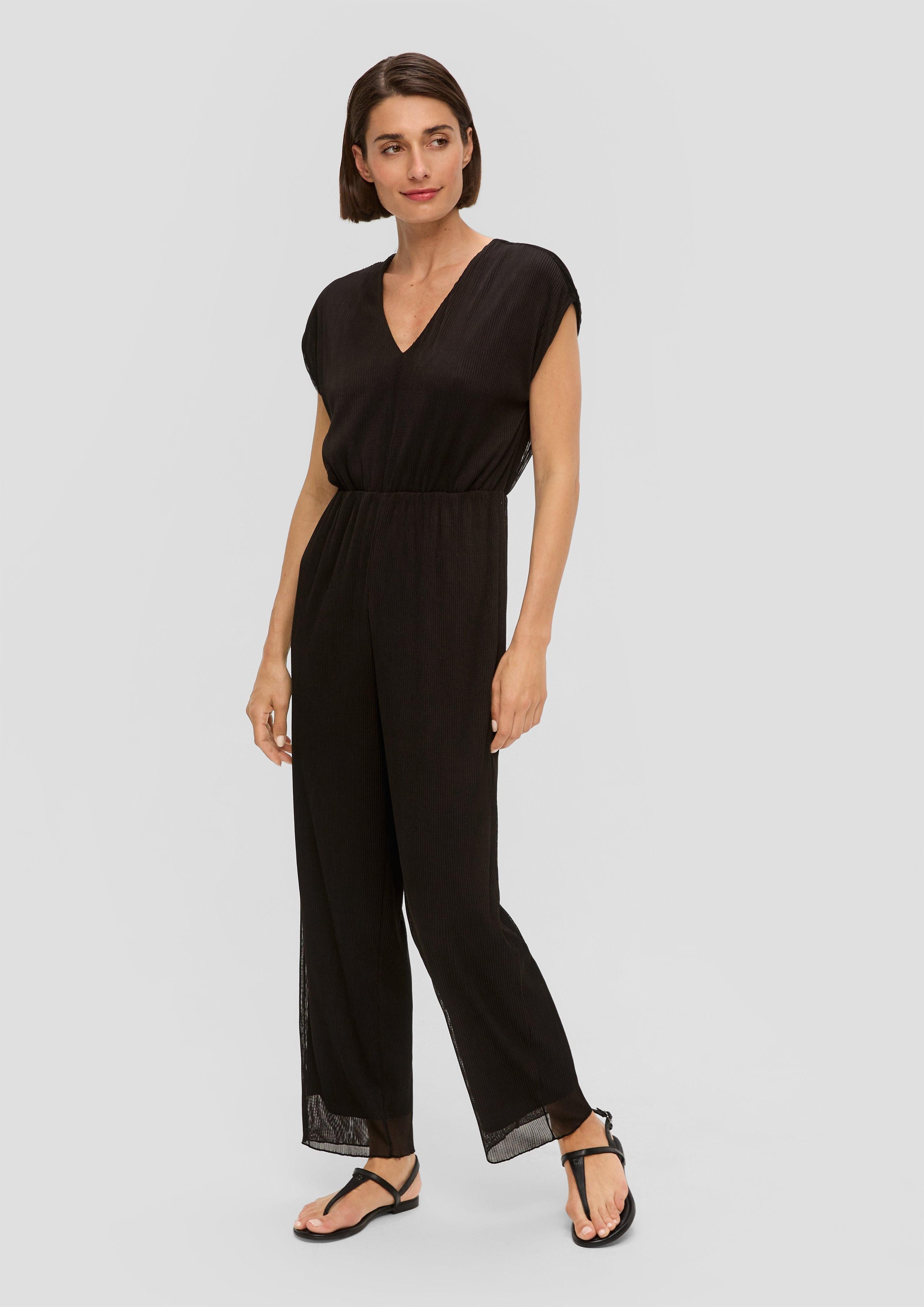 s.Oliver BLACK LABEL Overall Plissierter Jumpsuit aus Mesh