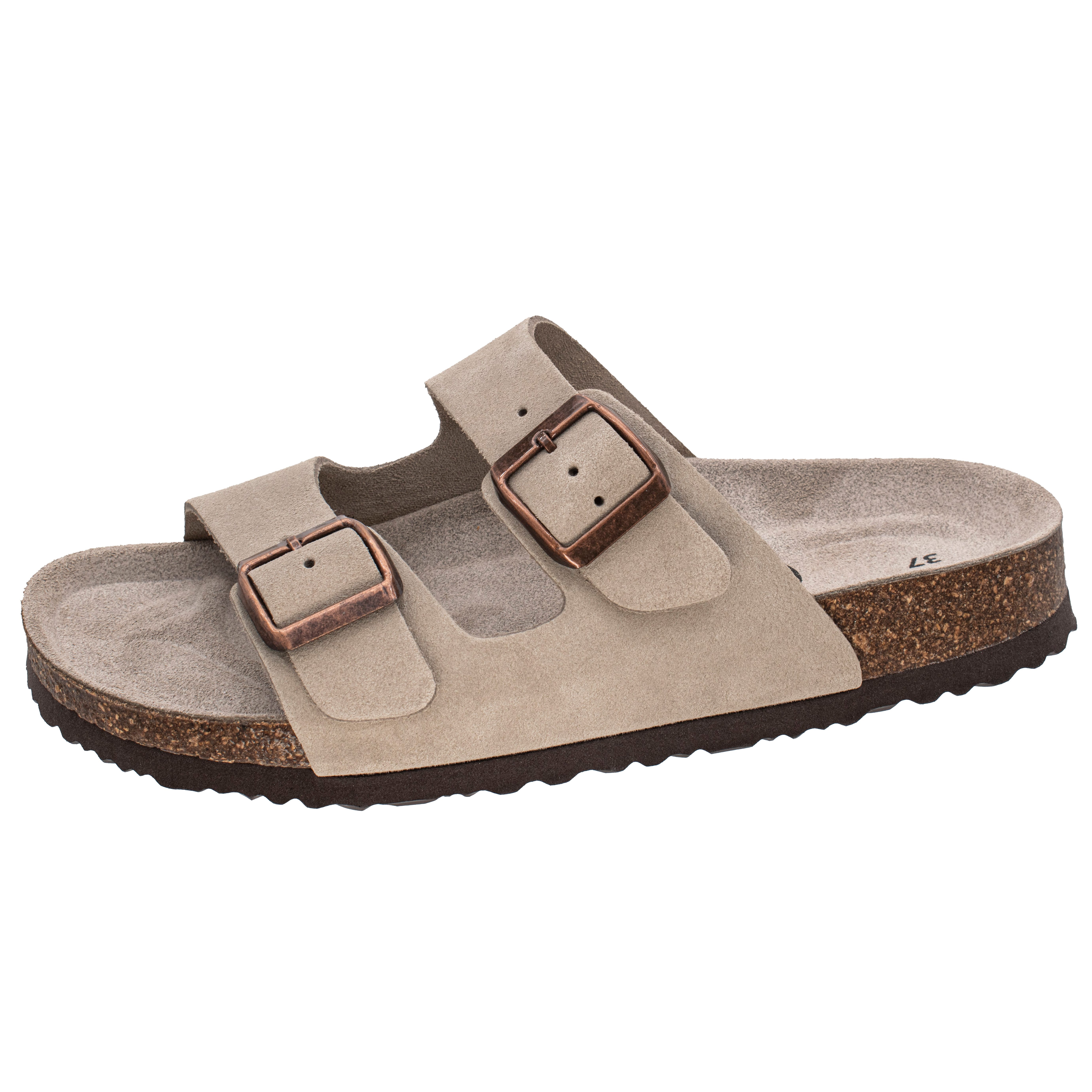 Fischer-Markenschuh Mirabel Pantolette aus Veloursleder, mit verstellbaren Schnallen, gepolstertes Lederfußbett